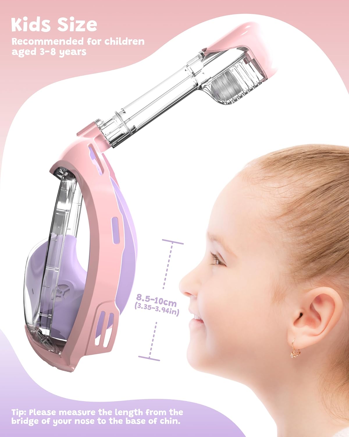 Schnorchelmaske für Kinder, Violett Rosa