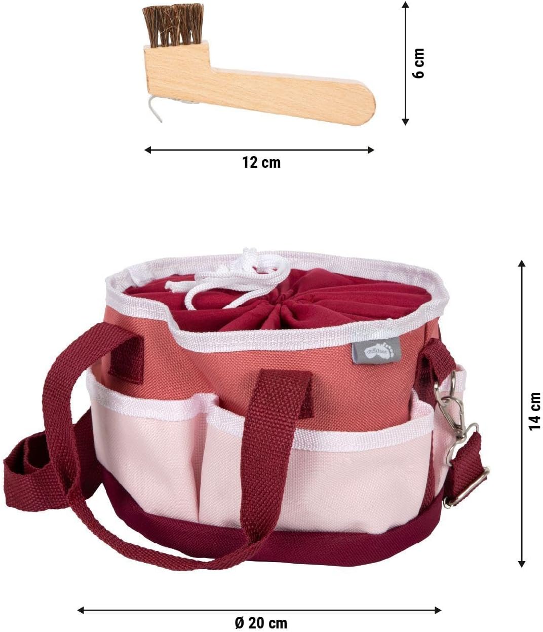 Pferdepflegeset mit Tasche, Pferdepflege-Set rot