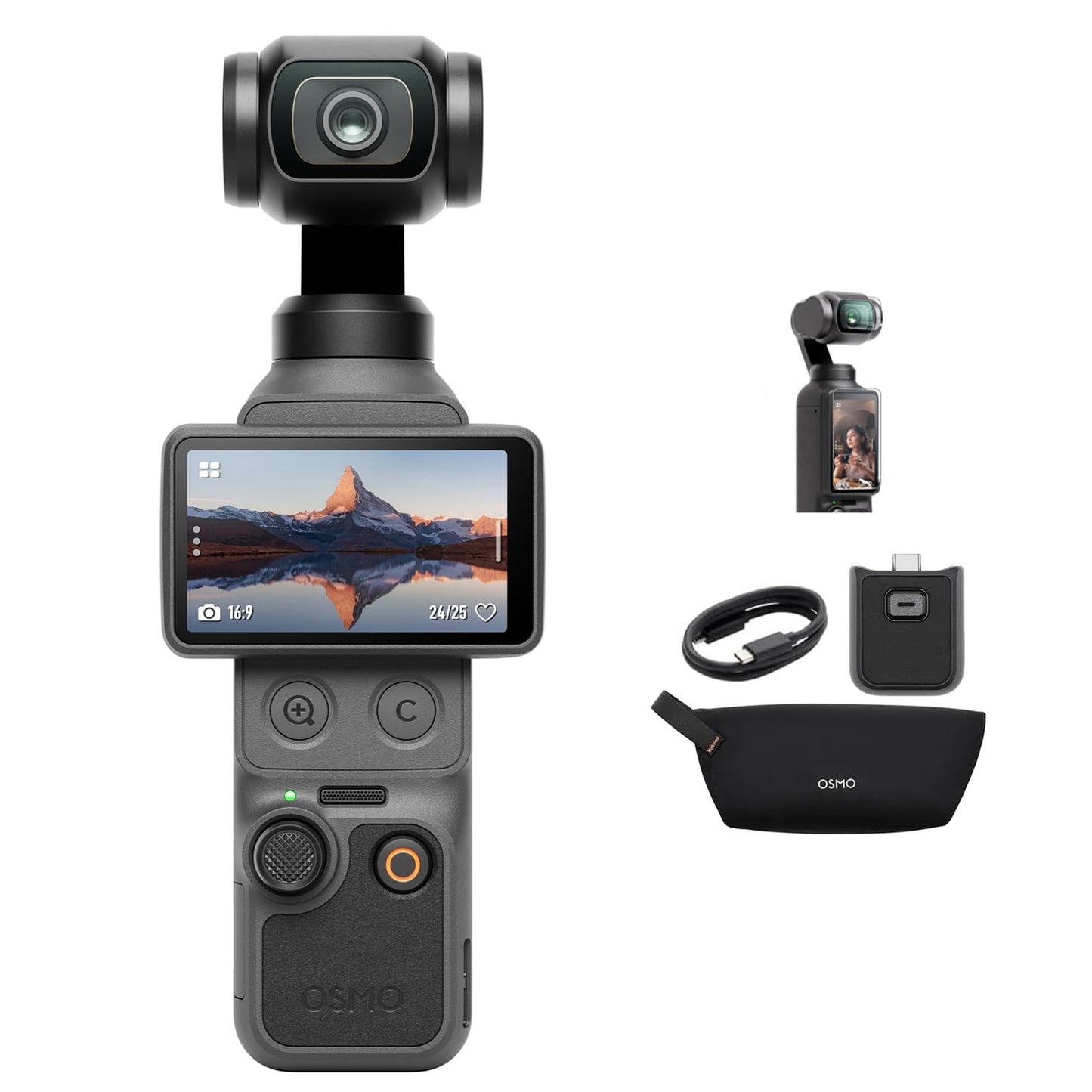 Osmo Pocket 4 Essential Combo Gimbal Vlog Kamera mit 3-Achsen-Stabilisierung, Displayschutzfolie