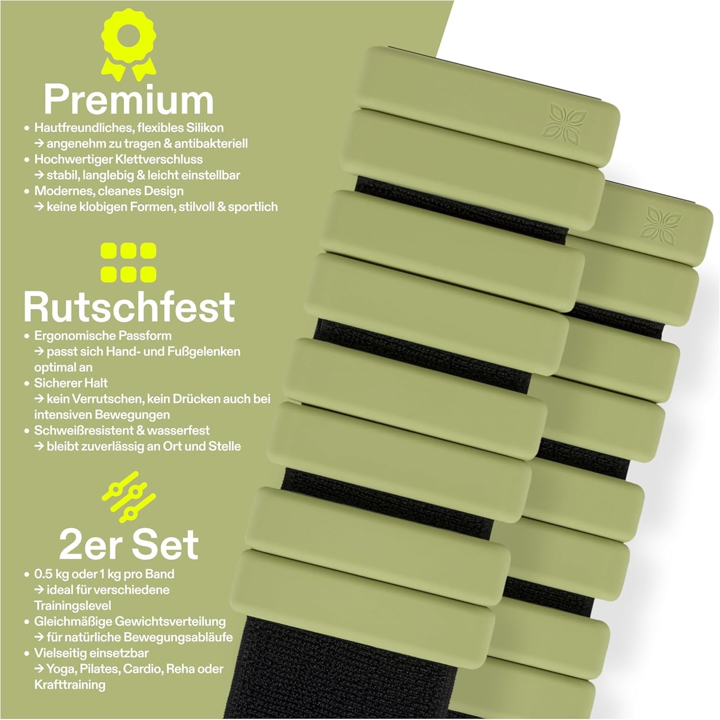 Silikon Gewichtsmanschetten, 2 KG (2X1 KG) CREAMY PISTACHIO