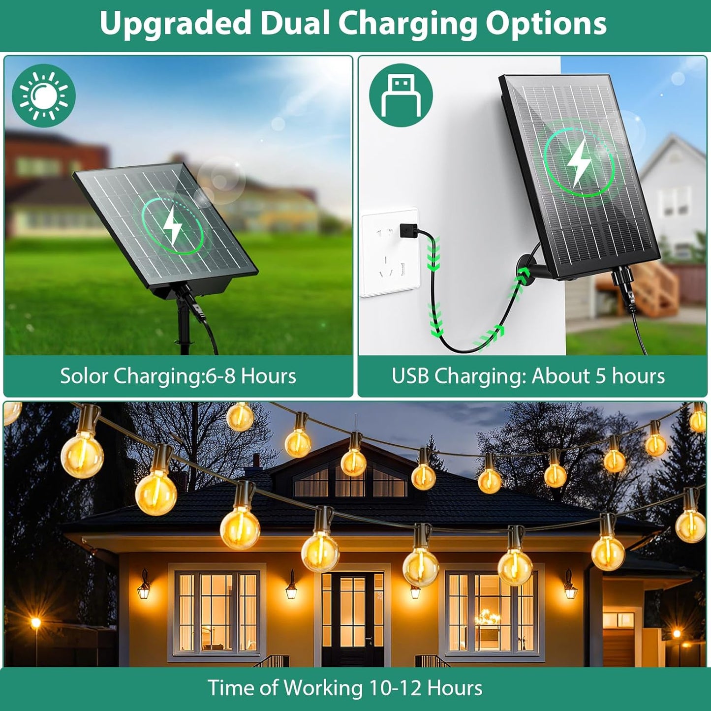 Solar-Lichterkette mit Fernbedienung, Usb/Solarbetrieben USB/solarbetrieben + 17,1M/56,1Ft( 24+1 )