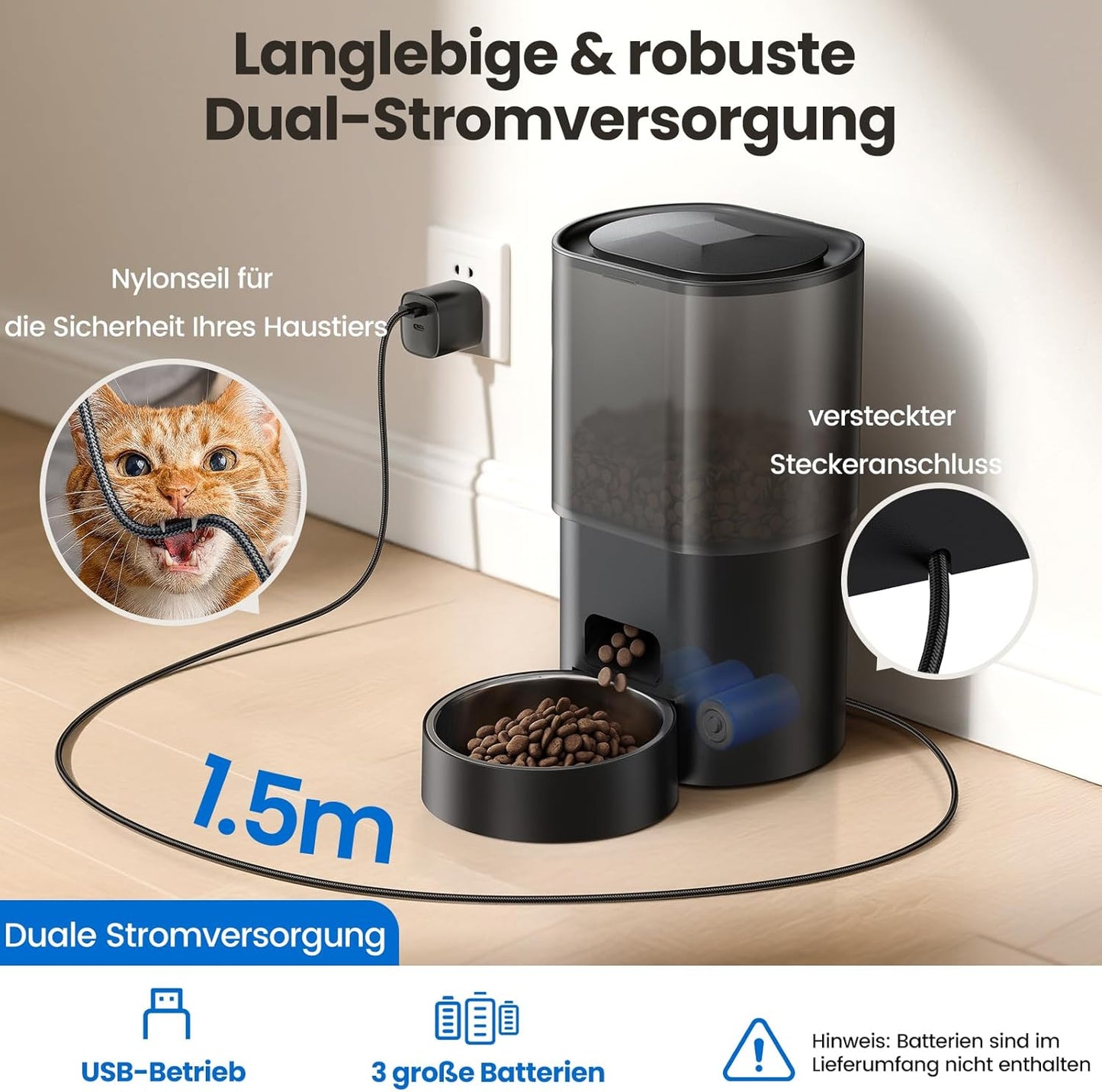 Automatischer Katzenfutterspender mit Katzenbrunnen