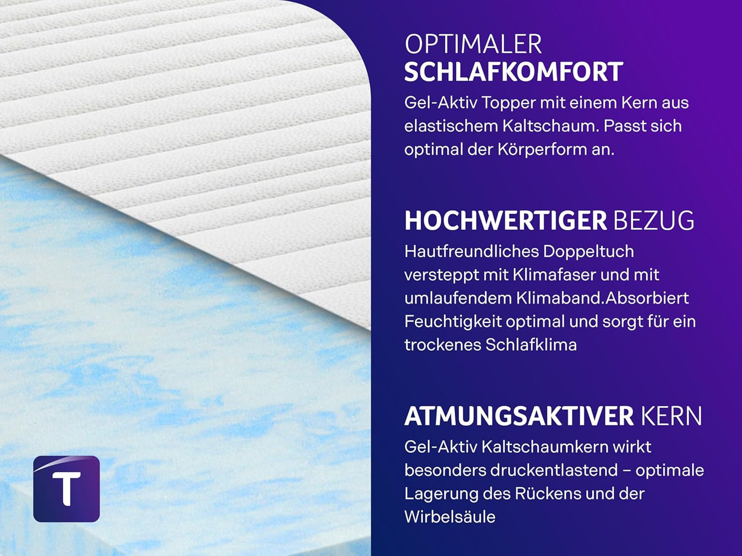 Matratzentopper, 80 x 200 cm, 80 x 200 cm Gelschaum