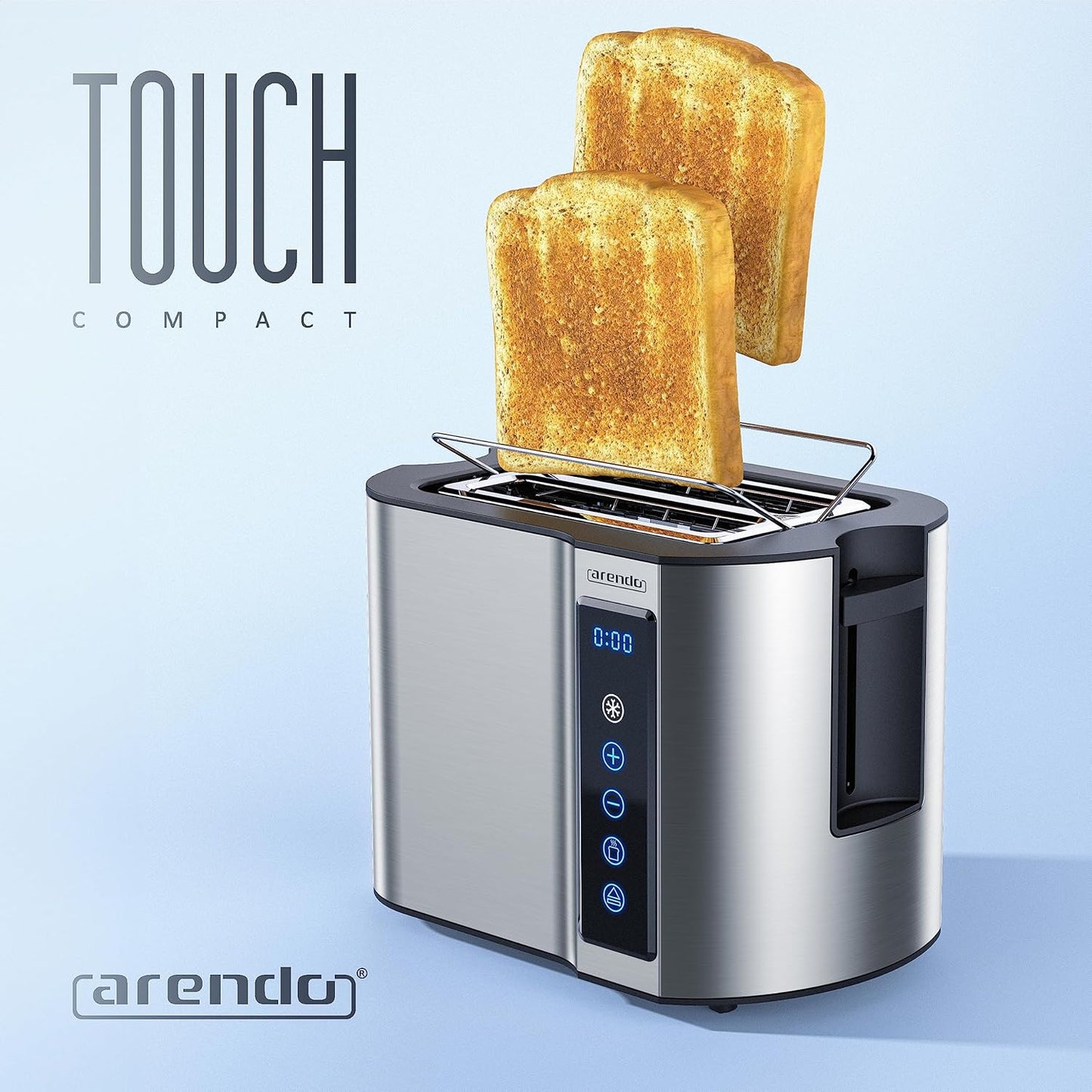 Touch Toaster mit Brötchenaufsatz und Display, B: Silber