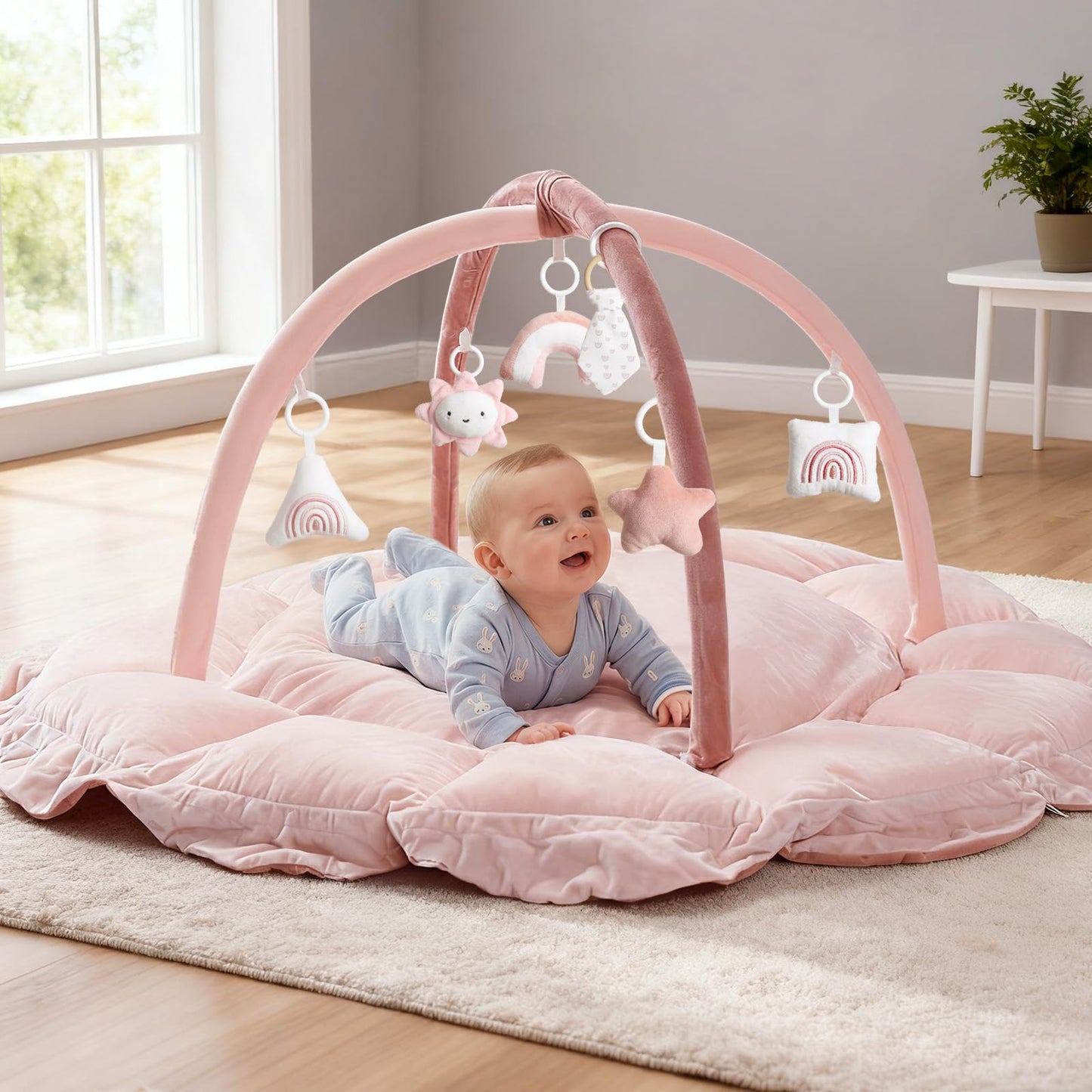 Baby-Spielbogen mit Spieldecke, Hellrosa