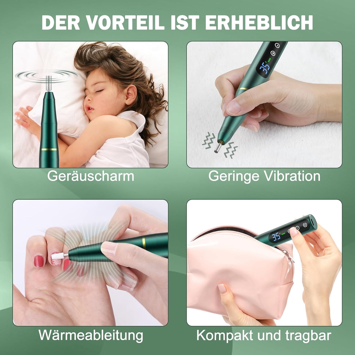 Nagelfräser Set, Grün