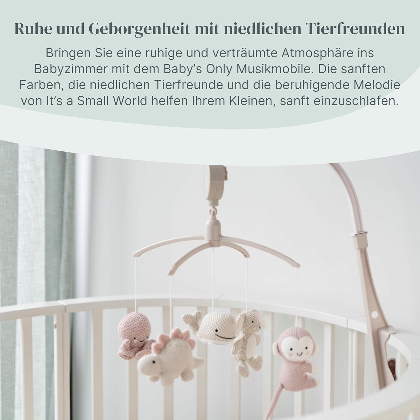 Musik-Mobile Baby Animals mit Spieluhr, Alt Rosa/Warm Linen