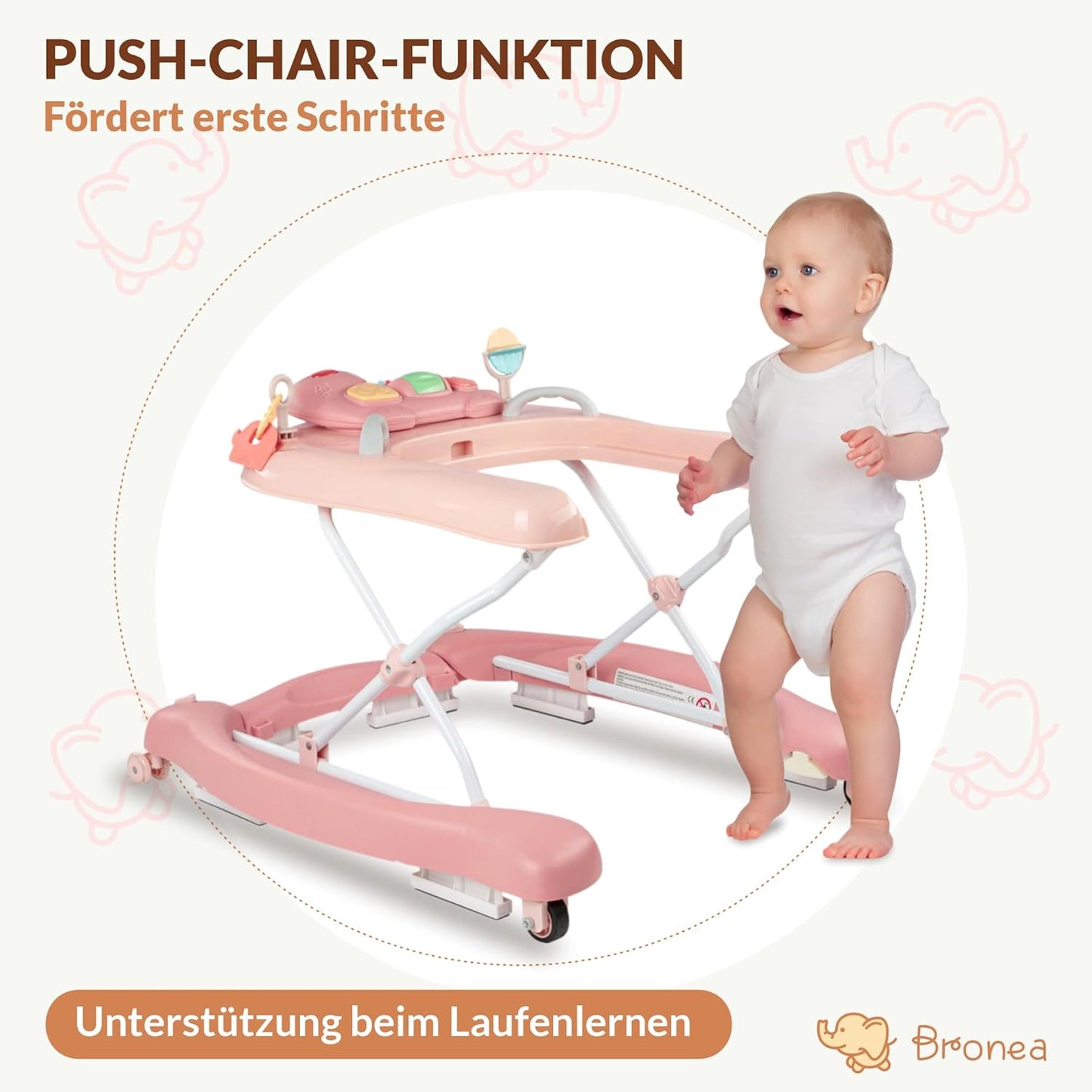 5-in-1 Babywalker Gehfrei mit Musik & Licht
