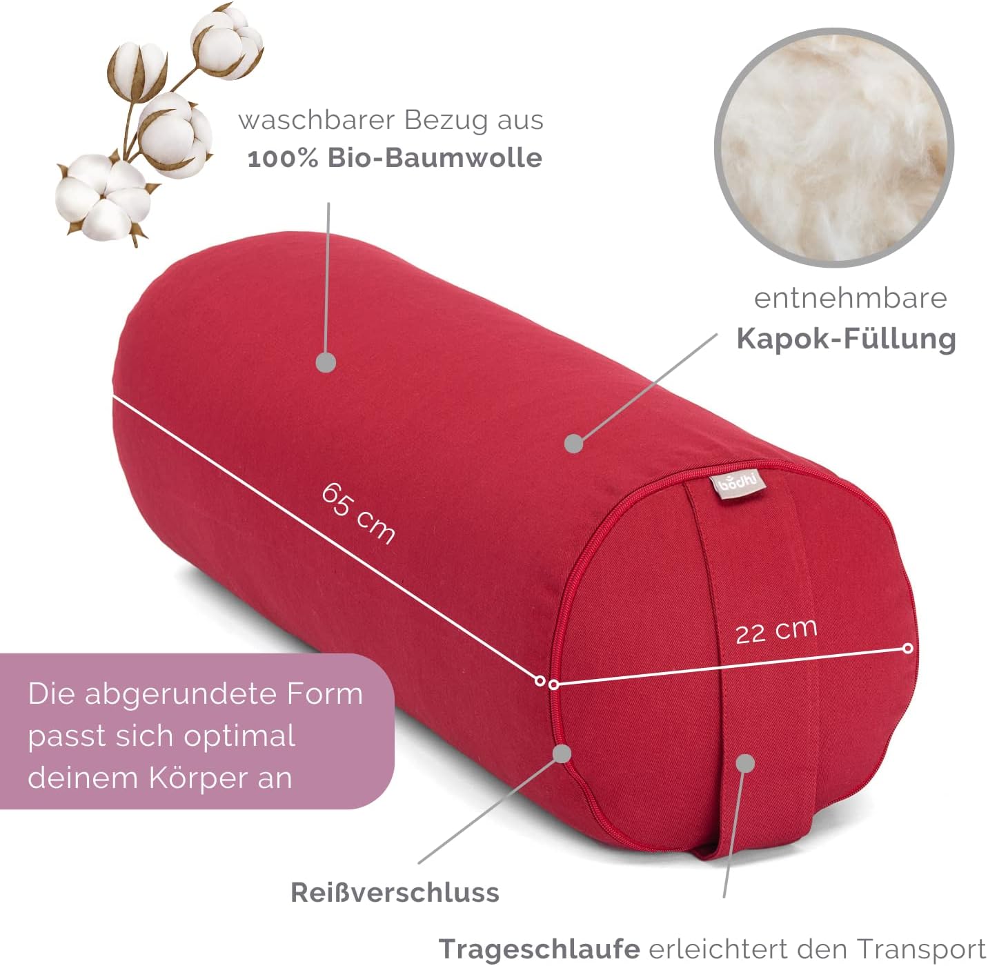 Yoga Bolster ECO Serie, bordeaux