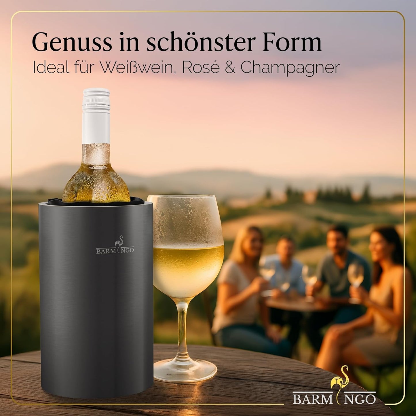 Flaschenkühler mit Kühlakkus, Metallic-schwarz