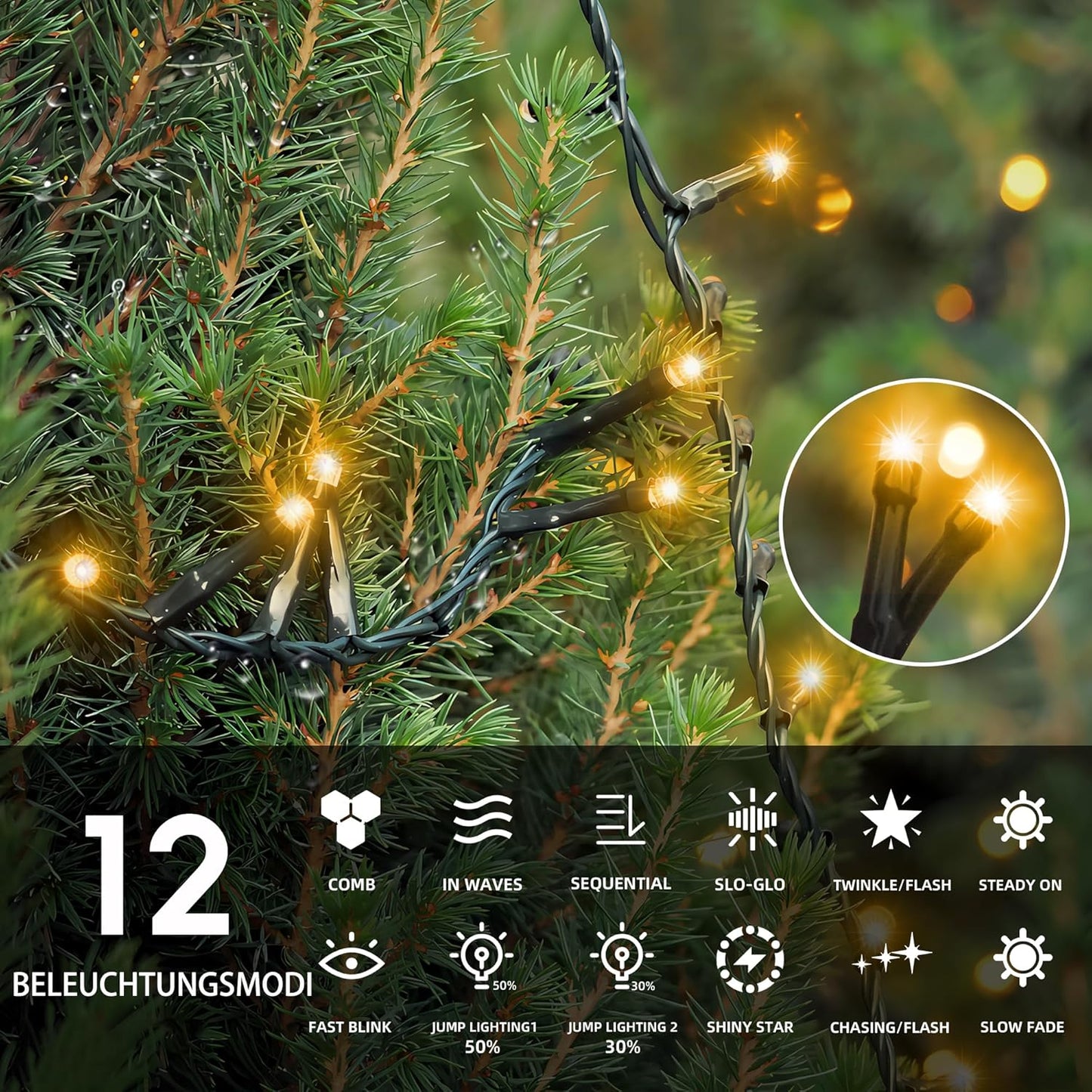 LED Lichterkette mit Timer, Warmweiss 1000 LEDs