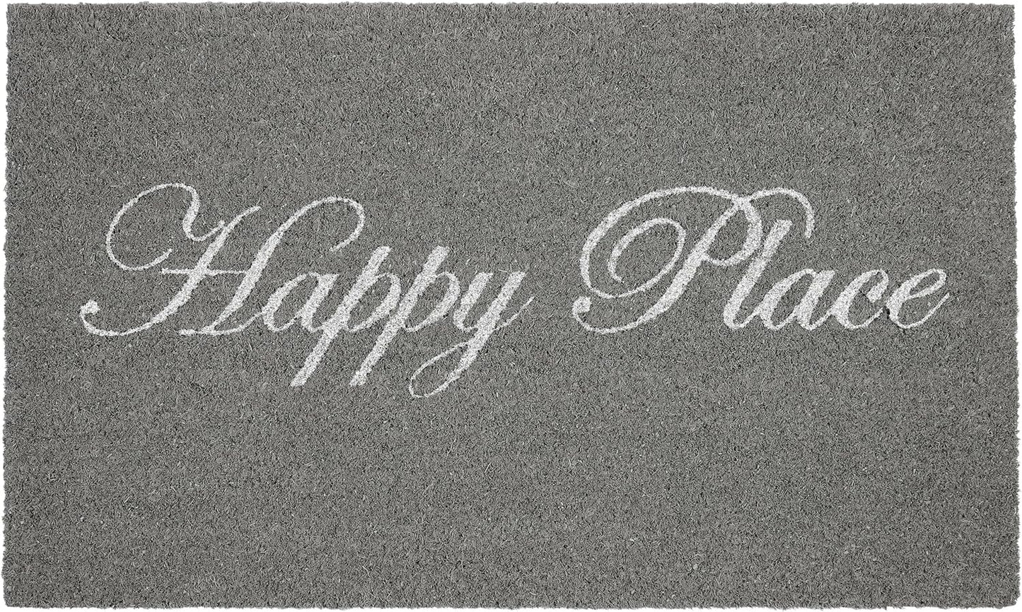 Antirutsch Fussmatte, Happy Place - Grau Glitzer