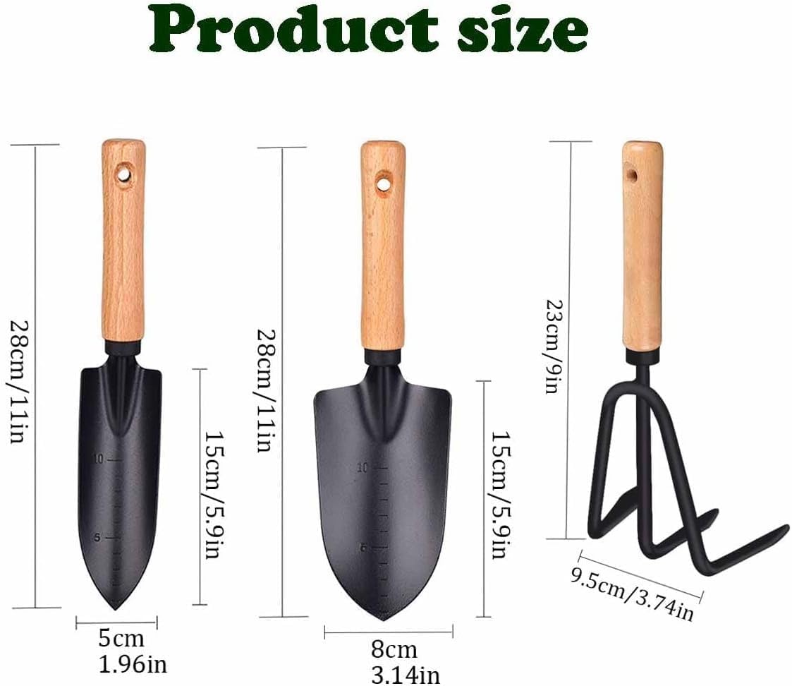 3-teiliges Gartenwerkzeug-Set, Large Set Schwarz