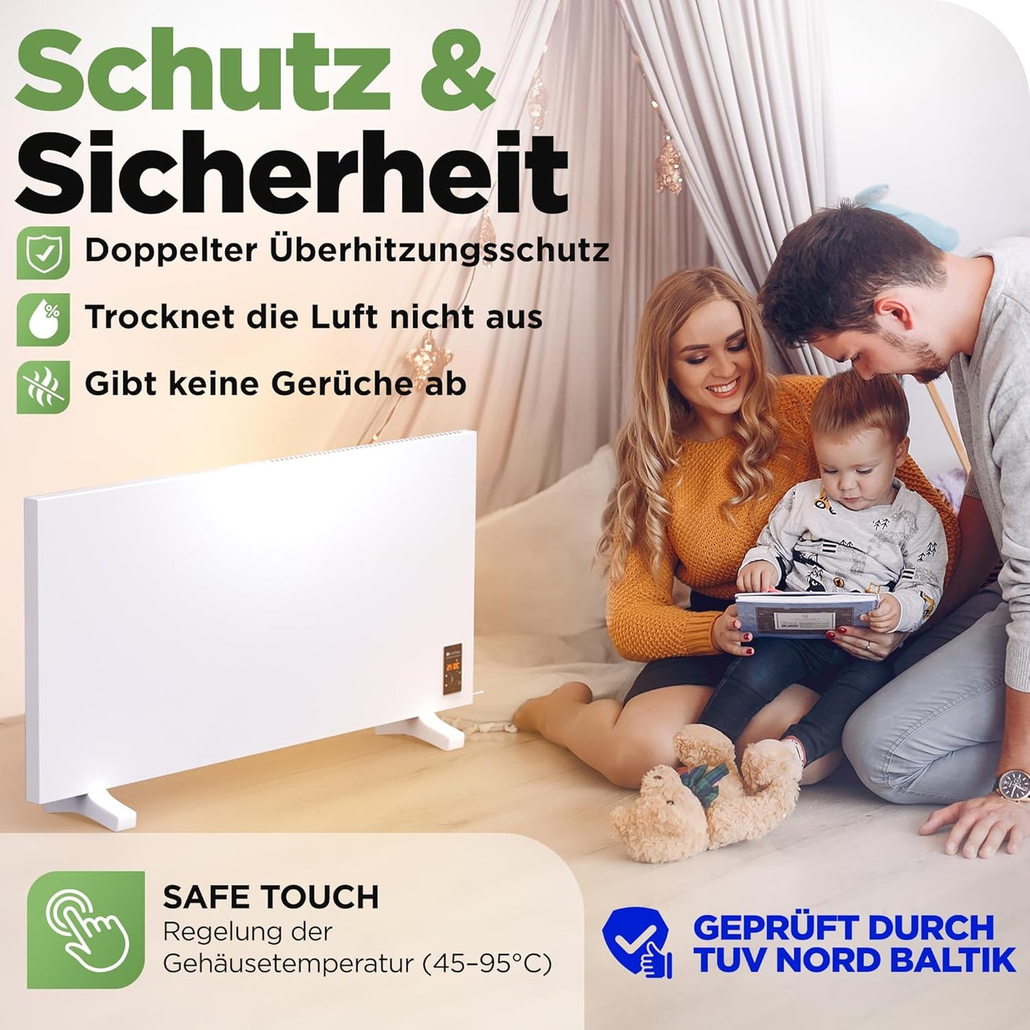 WiFi Infrarotheizung mit Thermostat, 400 W bis 10 m² Mit Wlan