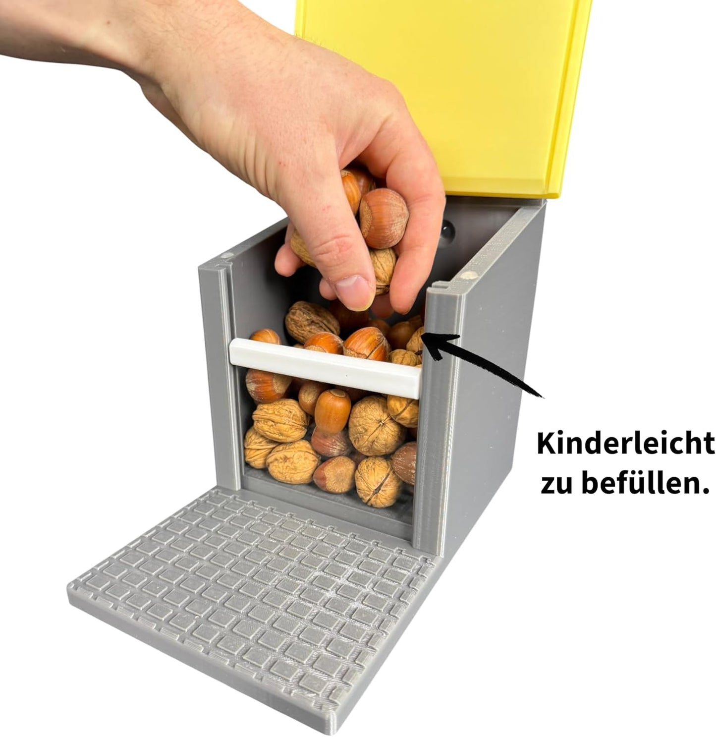 Witterungsbeständiges Eichhörnchen-Futterhaus, Grau mit gelbem Dach
