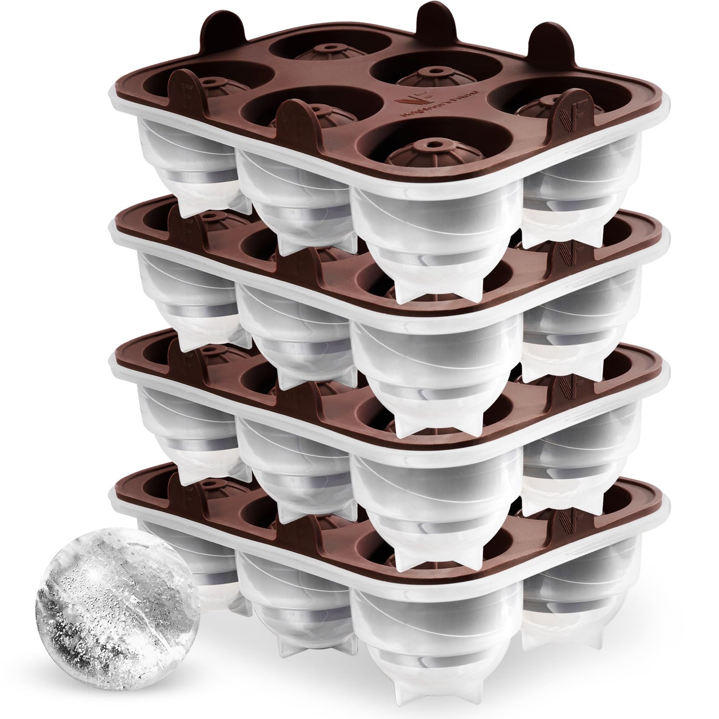 Eiskugelform-Set (4 Stück) für Whisky, Rum & Cocktails, C - 4x Eiskugelform