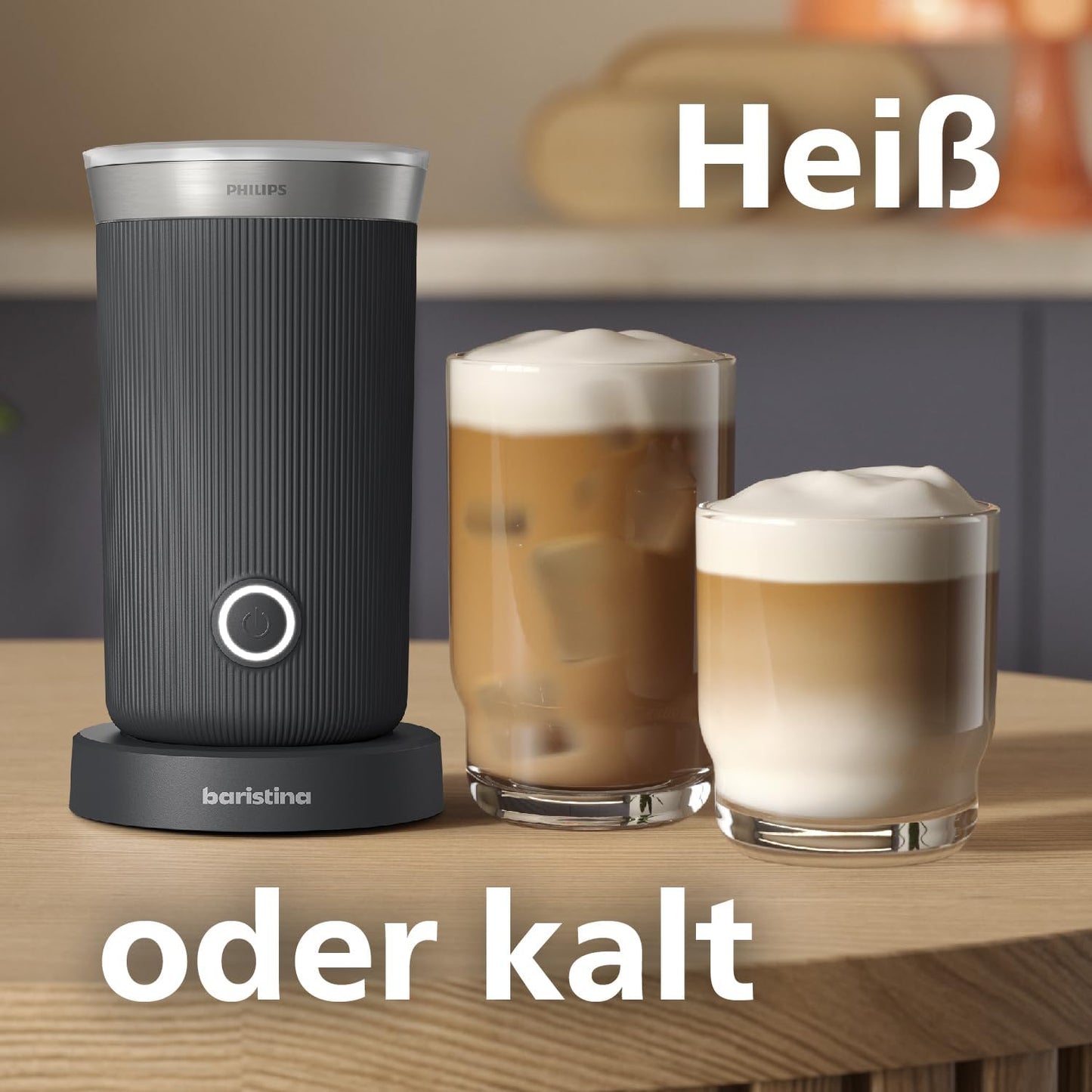Elektrischer Milchaufschäumer für Espressomaschinen, Schwarz