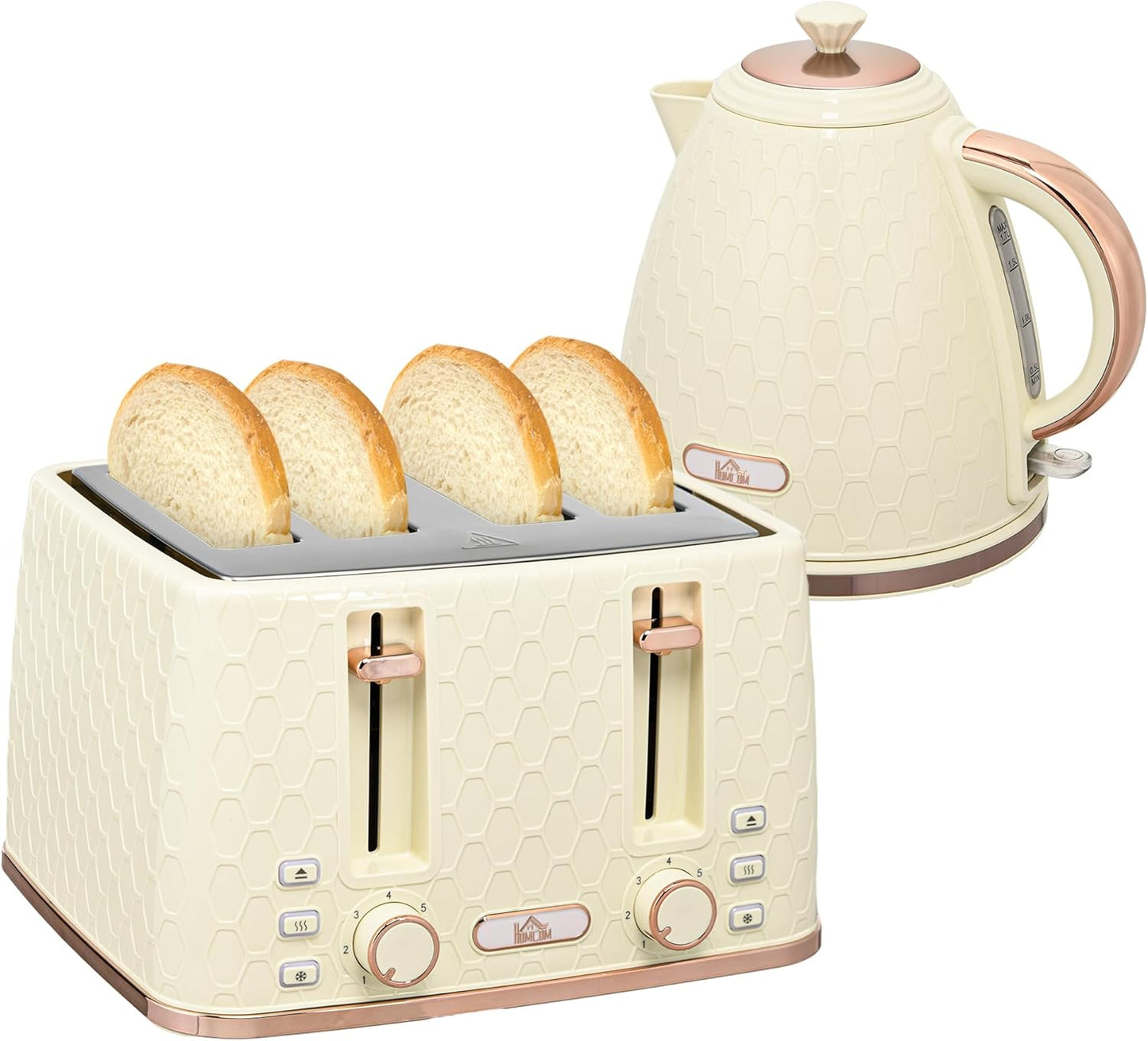 Frühstücksset 1,7L Wasserkocher & Toaster (4 Scheiben), Beige