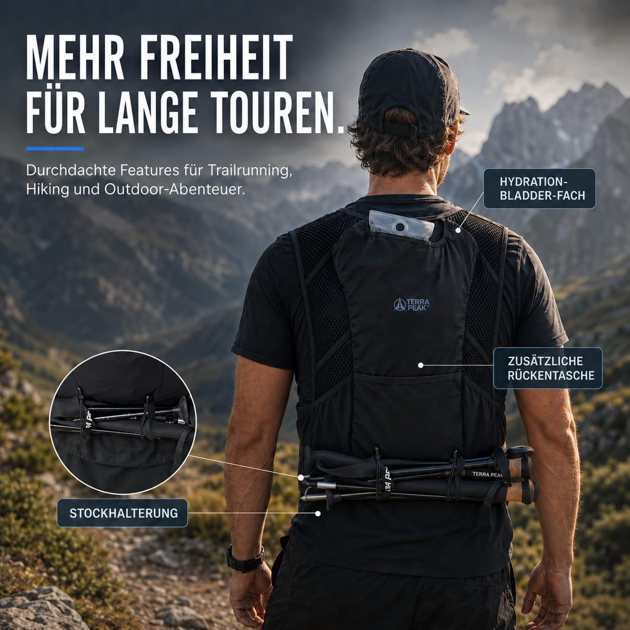 Vena Laufweste mit Trinkflasche und Trinkblasenfach