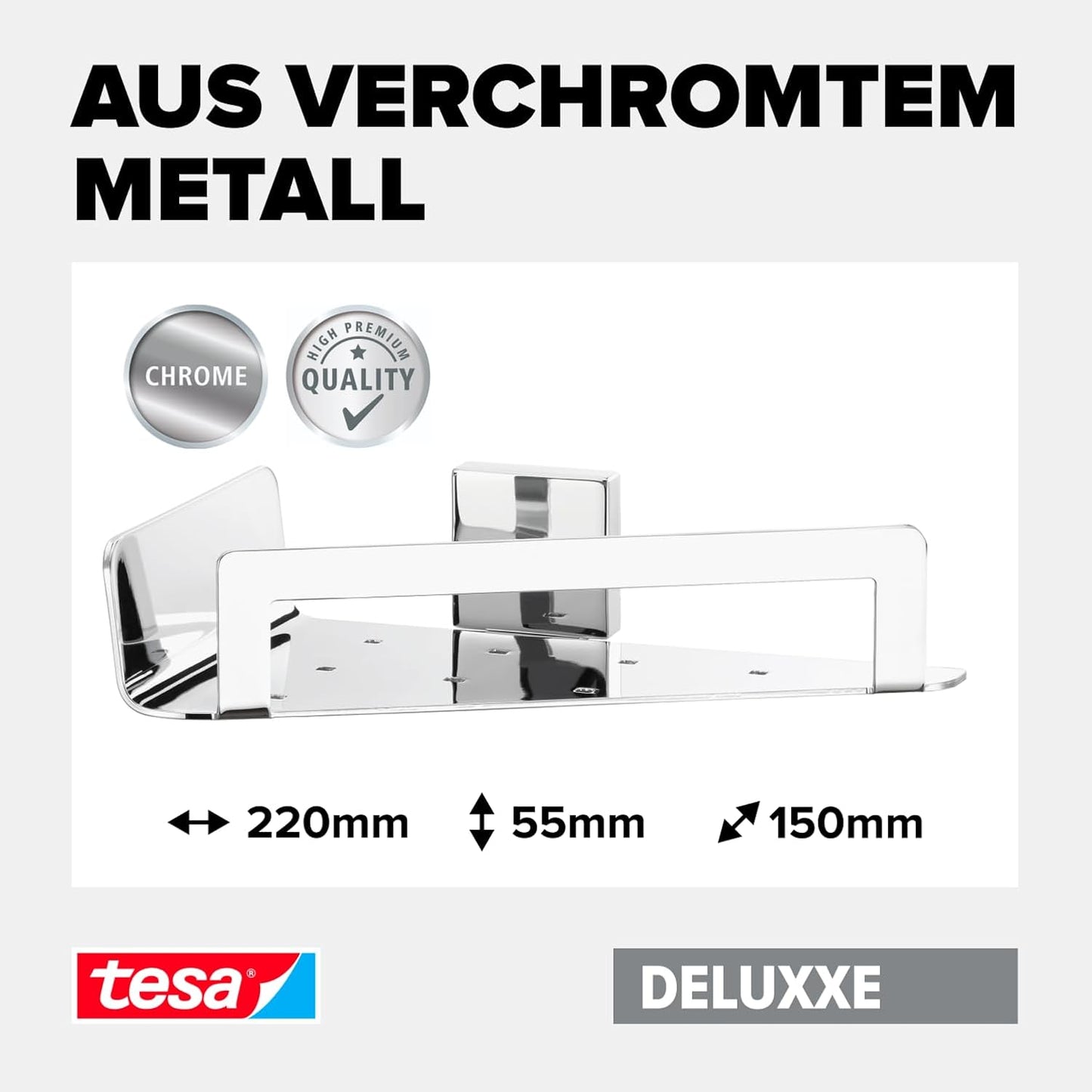 Deluxxe Eck-Duschablage ohne Bohren, inkl. Klebelösung, Eck-Duschkorb