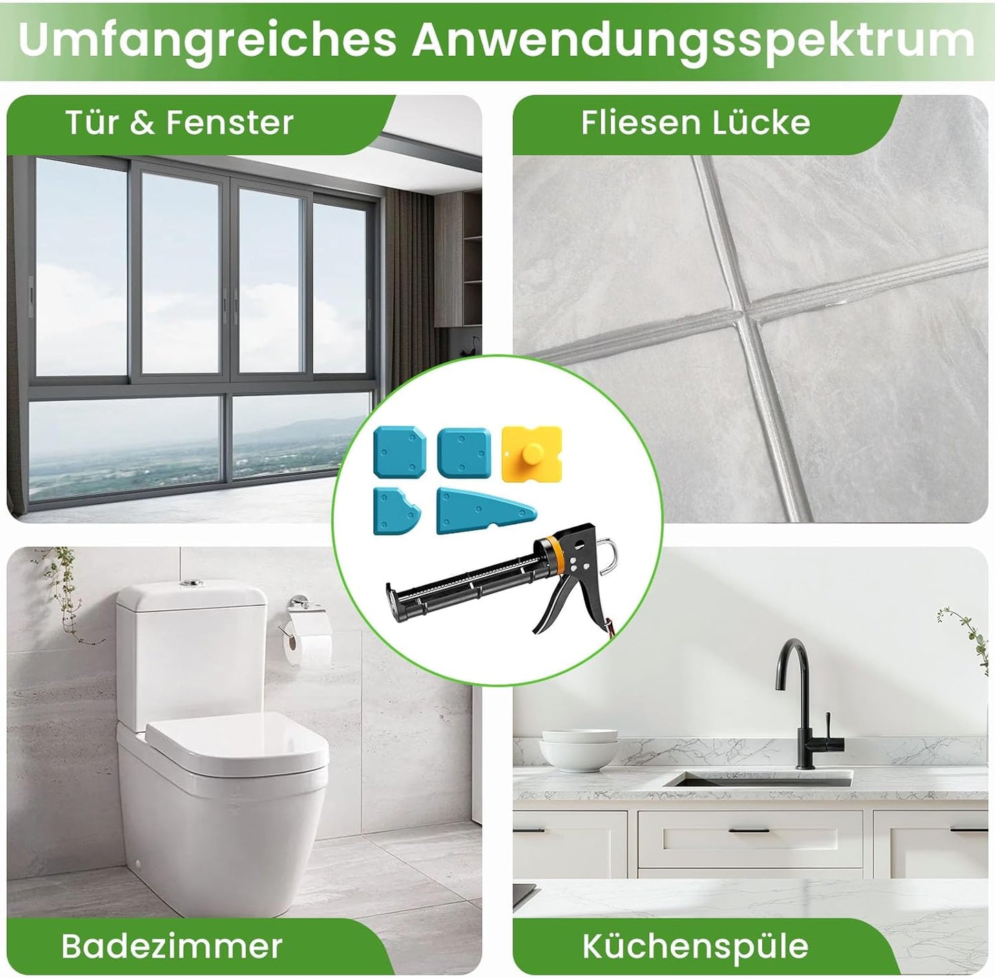 Kartuschenpresse mit Fugenschaber und Werkzeug