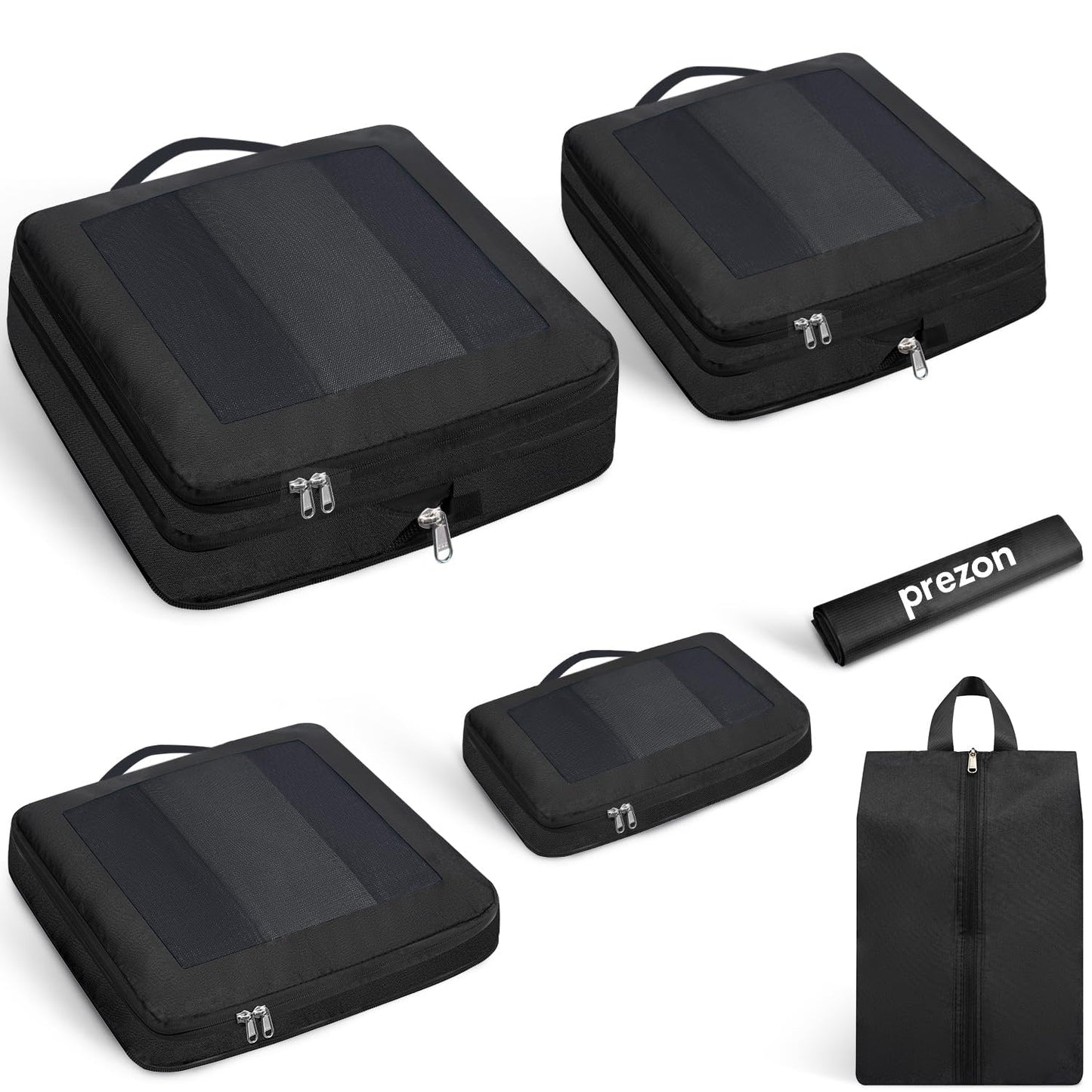 6er-Set Kompressions-Packwürfel, Schwarz 6 Set