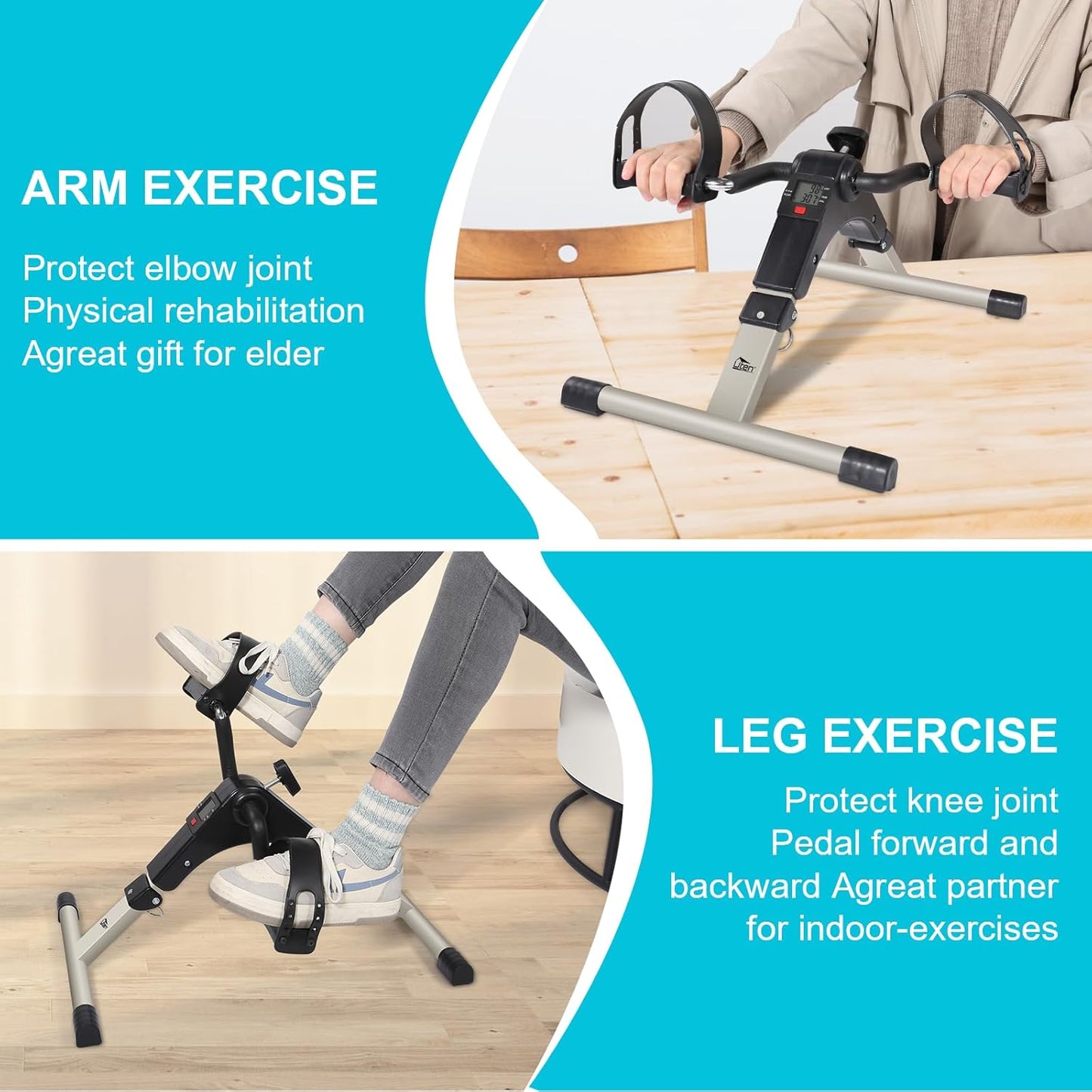 Mini Heimtrainer mit einstellbarem Widerstand, Schwarz Silber