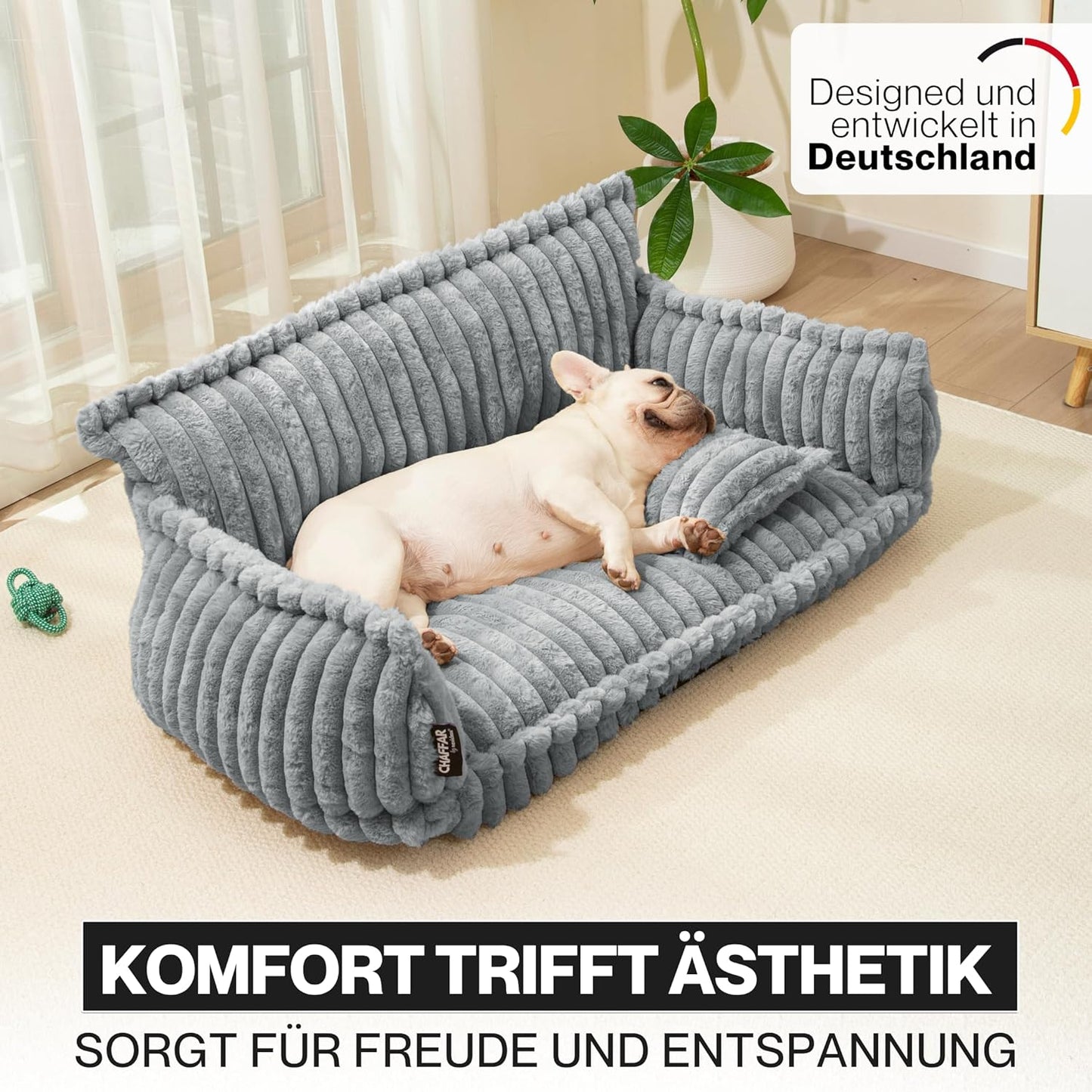 Hunde- und Katzensofa Chaffar, Lichtgrau L (100cm)