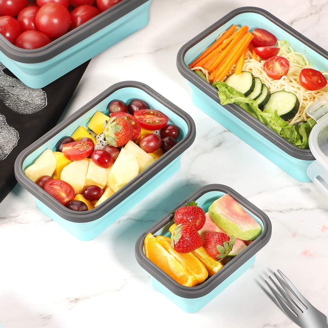 Lunchbox Set, Blau und Grau
