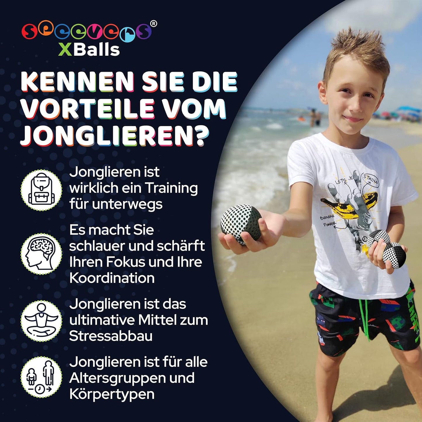 3er-Set Jonglierbälle mit Tragetasche, 120g Schwarz-weiss