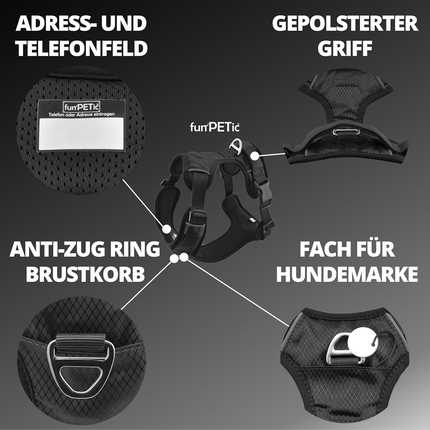 Hundegeschirr Essential, Schwarz L