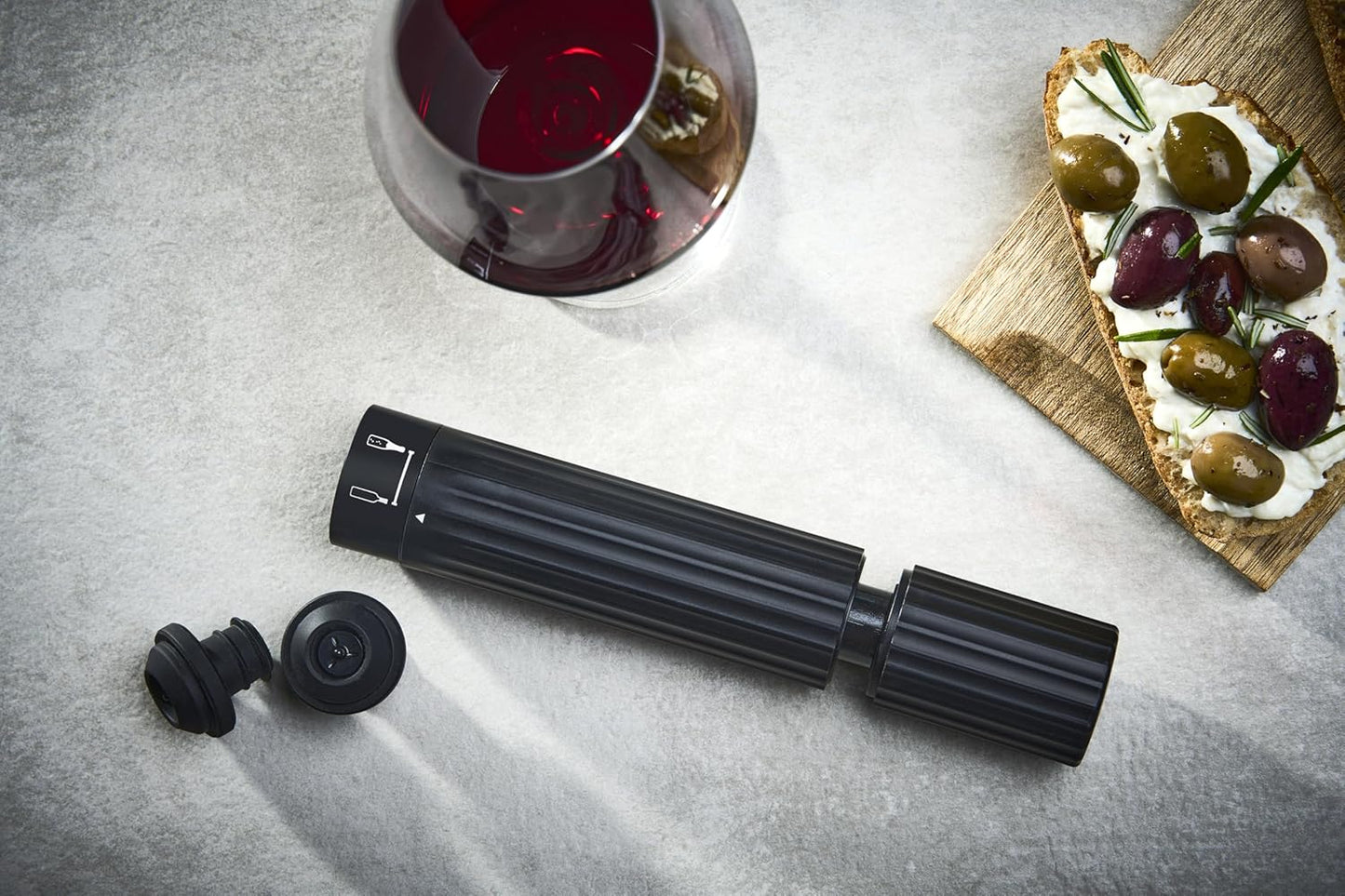 Manuelle Vakuumpumpe für Wein & Schaumwein, Schwarz Manuelle