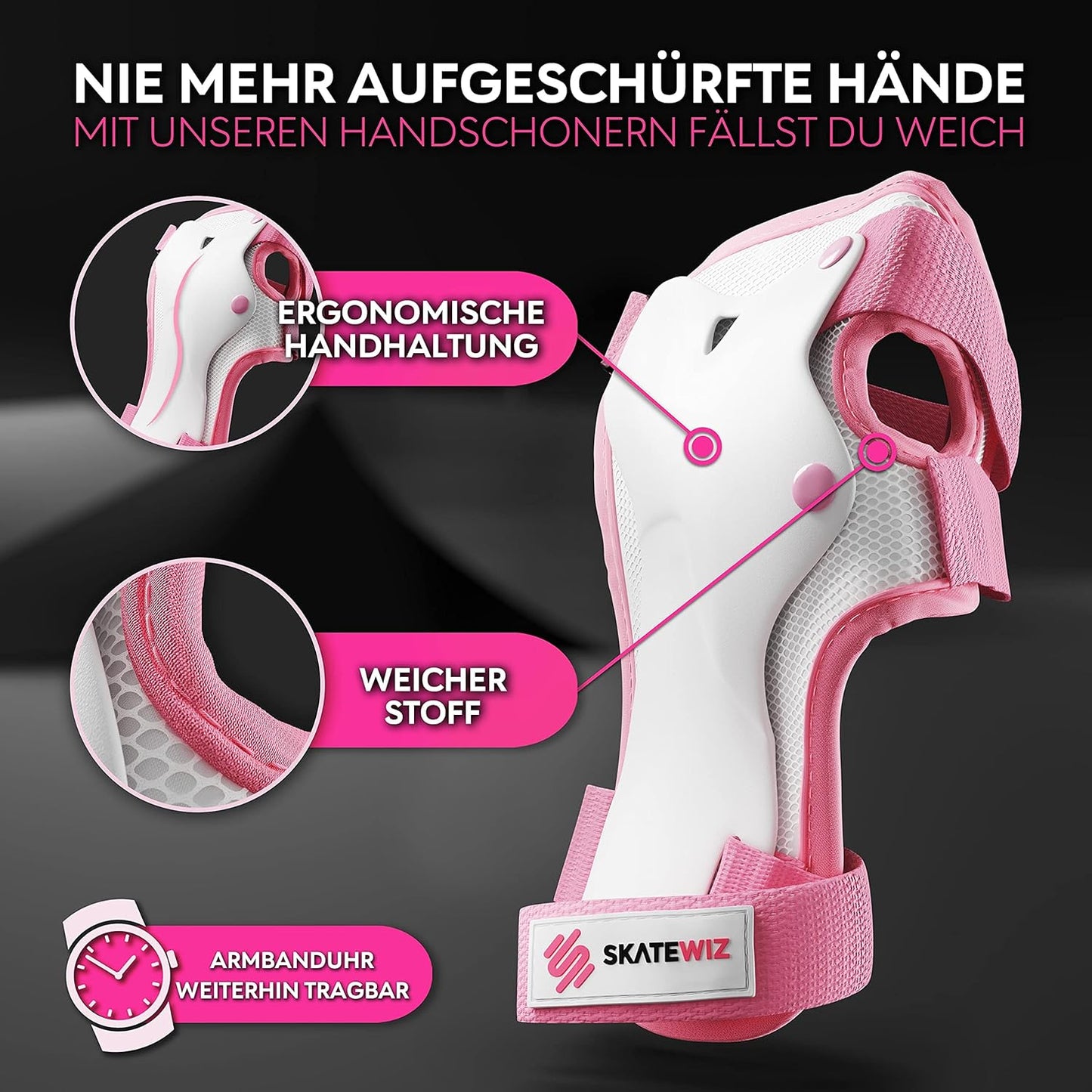 Kinder Protektoren Set, Rosa - Neues Modell XS