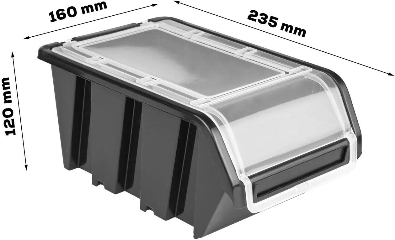 Stapelboxen-Regal mit 38 Lagerboxen, 38 Box Rot / Schwarz
