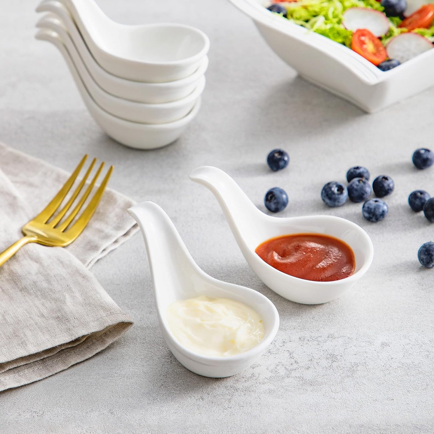 12-teiliges löffelförmiges Dessertschälchen-Set Serie Ramekin.Dish, Set- 12 Tlg. 9.5 * 5.7 * 5.2cm/20ml (Löffelförmig) Weiss