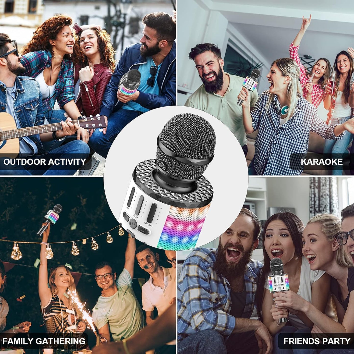 Karaoke-Mikrofon mit Bluetooth-Lautsprecher, Schwarz