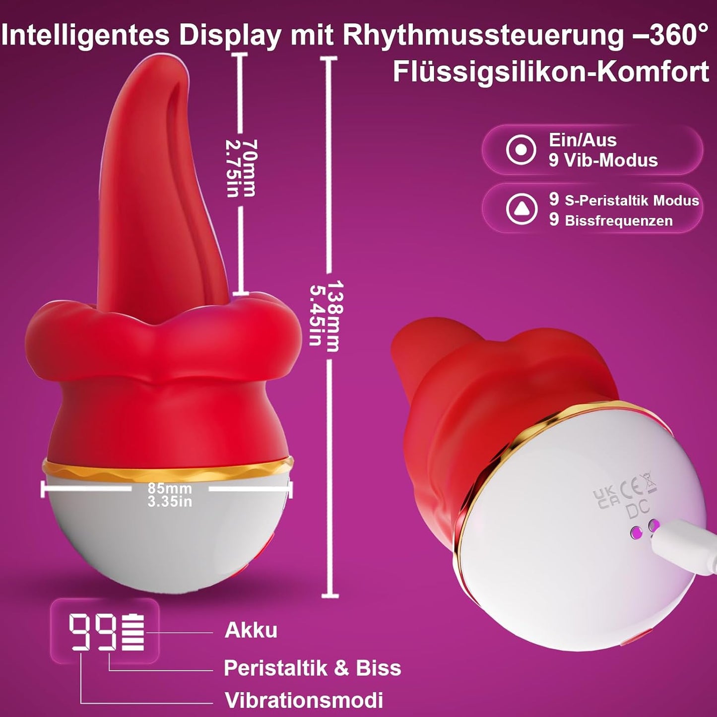 Zungenvibrator mit Klitorisstimulator