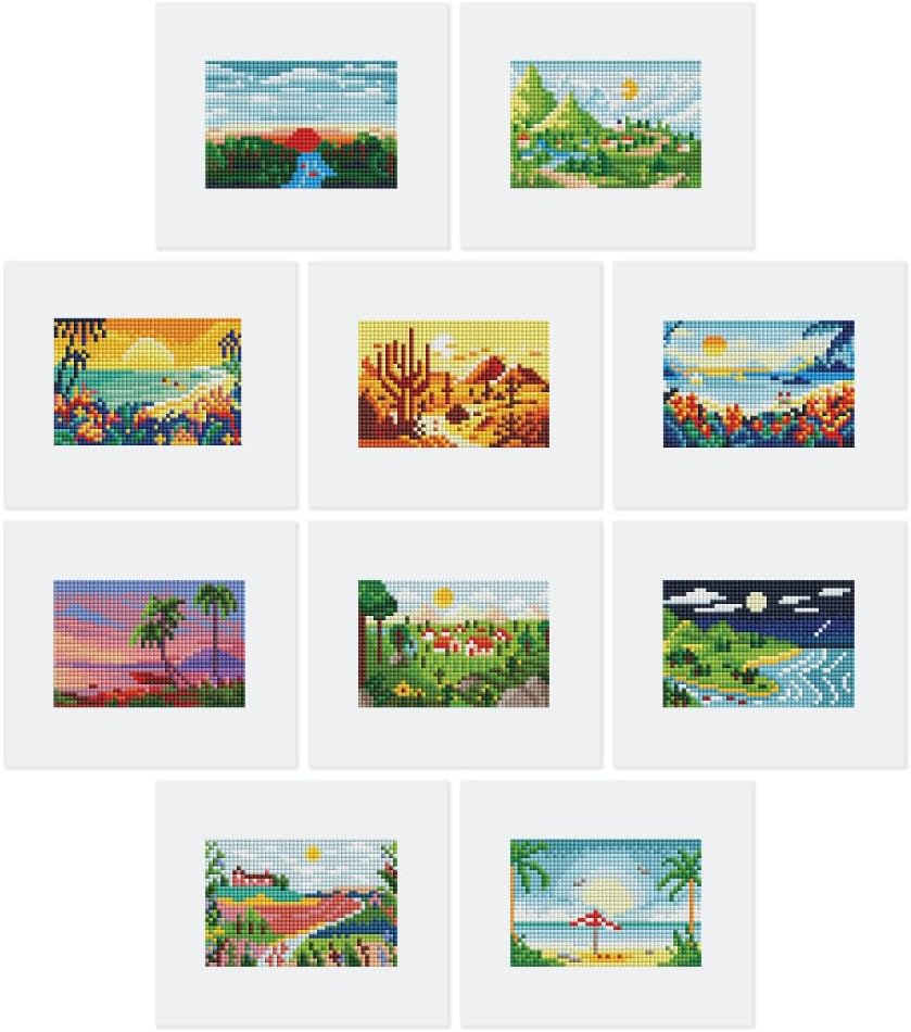 Mini Serie Diamond Painting Set mit 12 Stück, Sommerlandschaften PROBLEMYOUMUSTCHECK