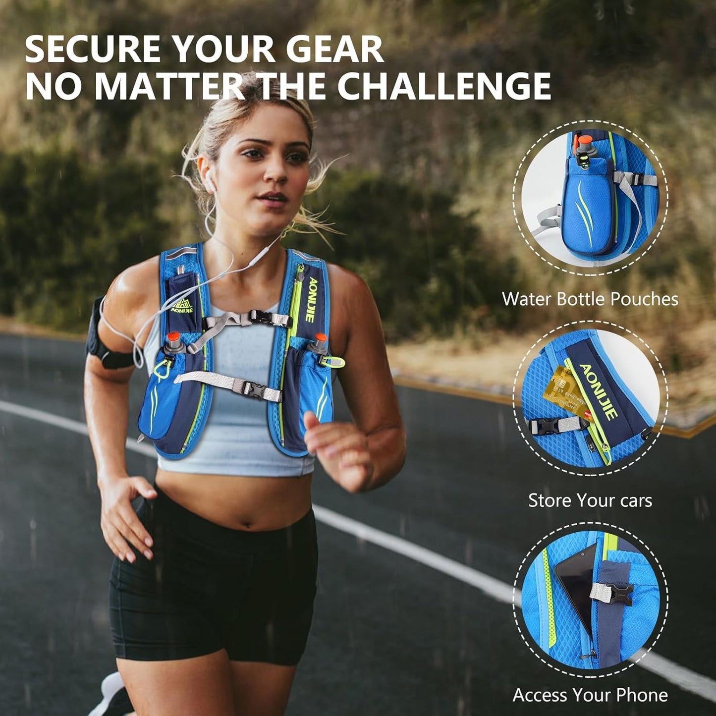Trinkrucksack für Outdoor-Sport & Trailrunning, blau (ohne zwei flaschen)