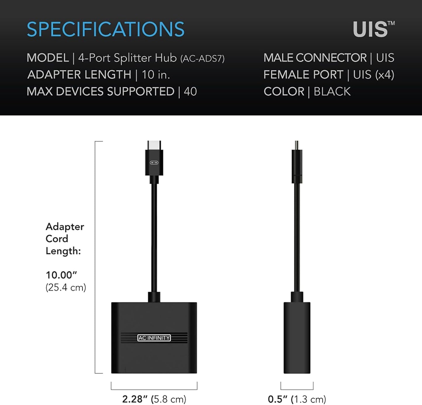 UIS-Splitter-Hub 4-Port Adapter-Dongle