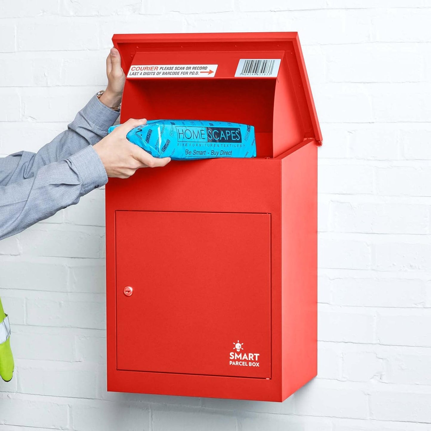 Paketbriefkasten mit Paketfach für Wandmontage, Rot