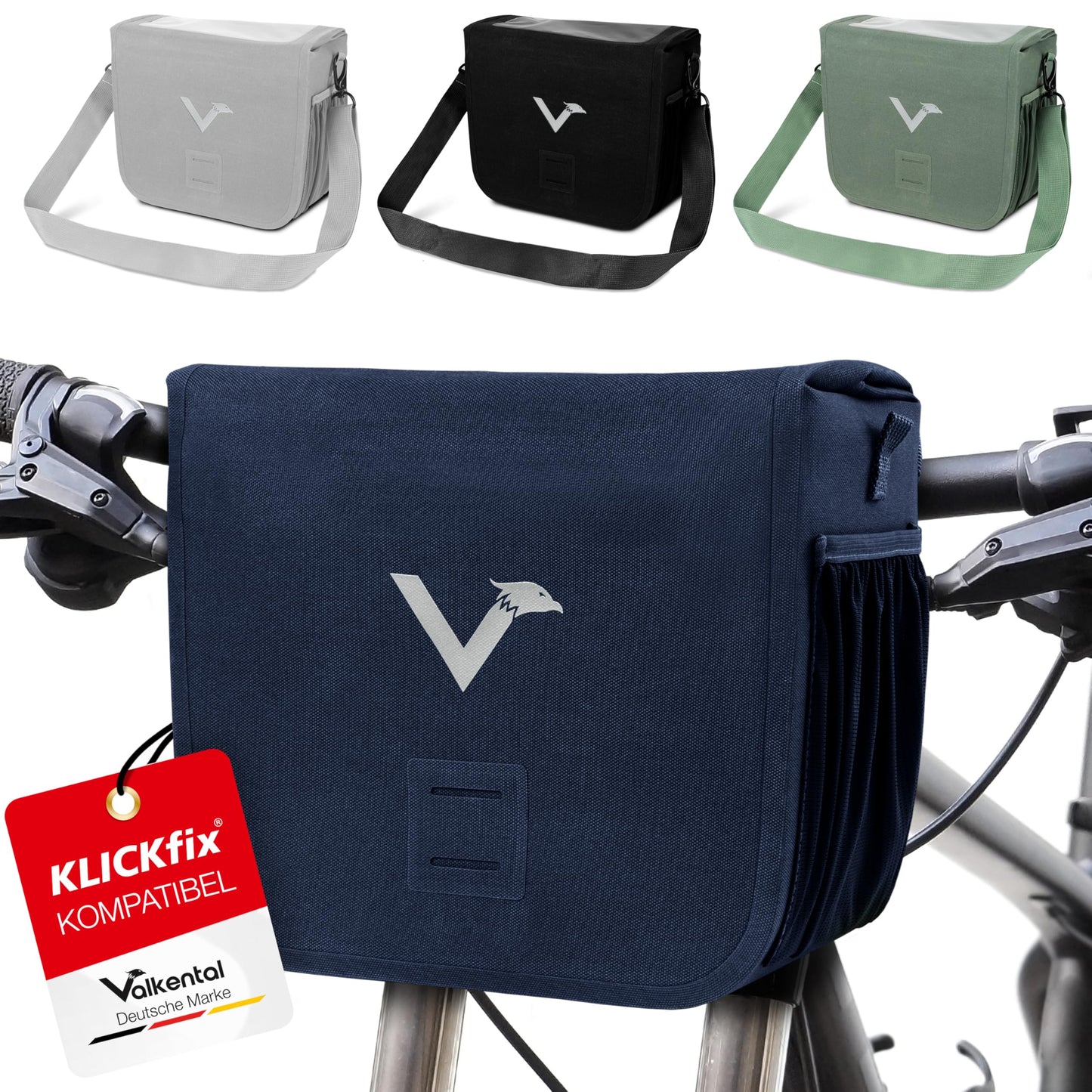 Lenkertasche mit Handyfach, Blau Einzeln