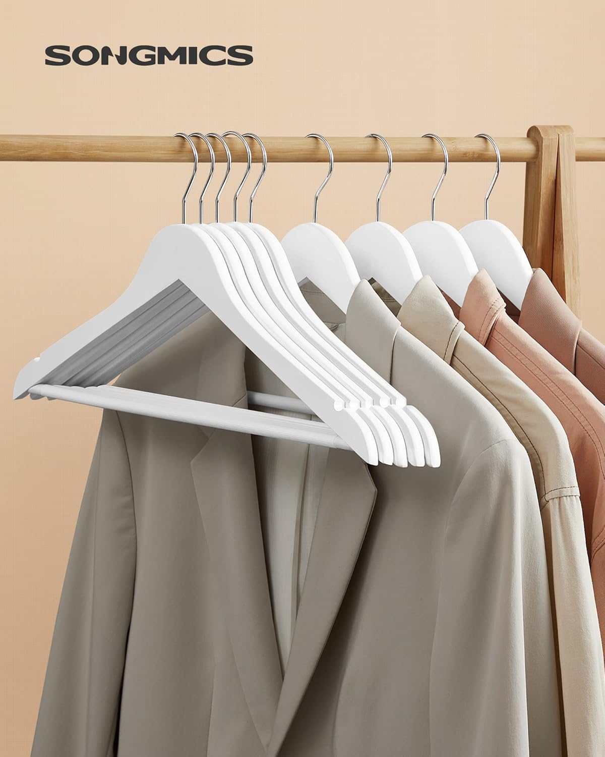 10-teiliges Kleiderbügel-Set mit 360° Haken, Weiss + Silbern 10 Stück