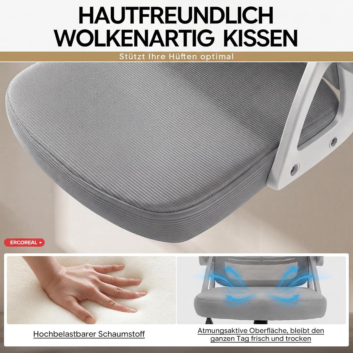 Ergonomischer Bürostuhl, Grauweiss