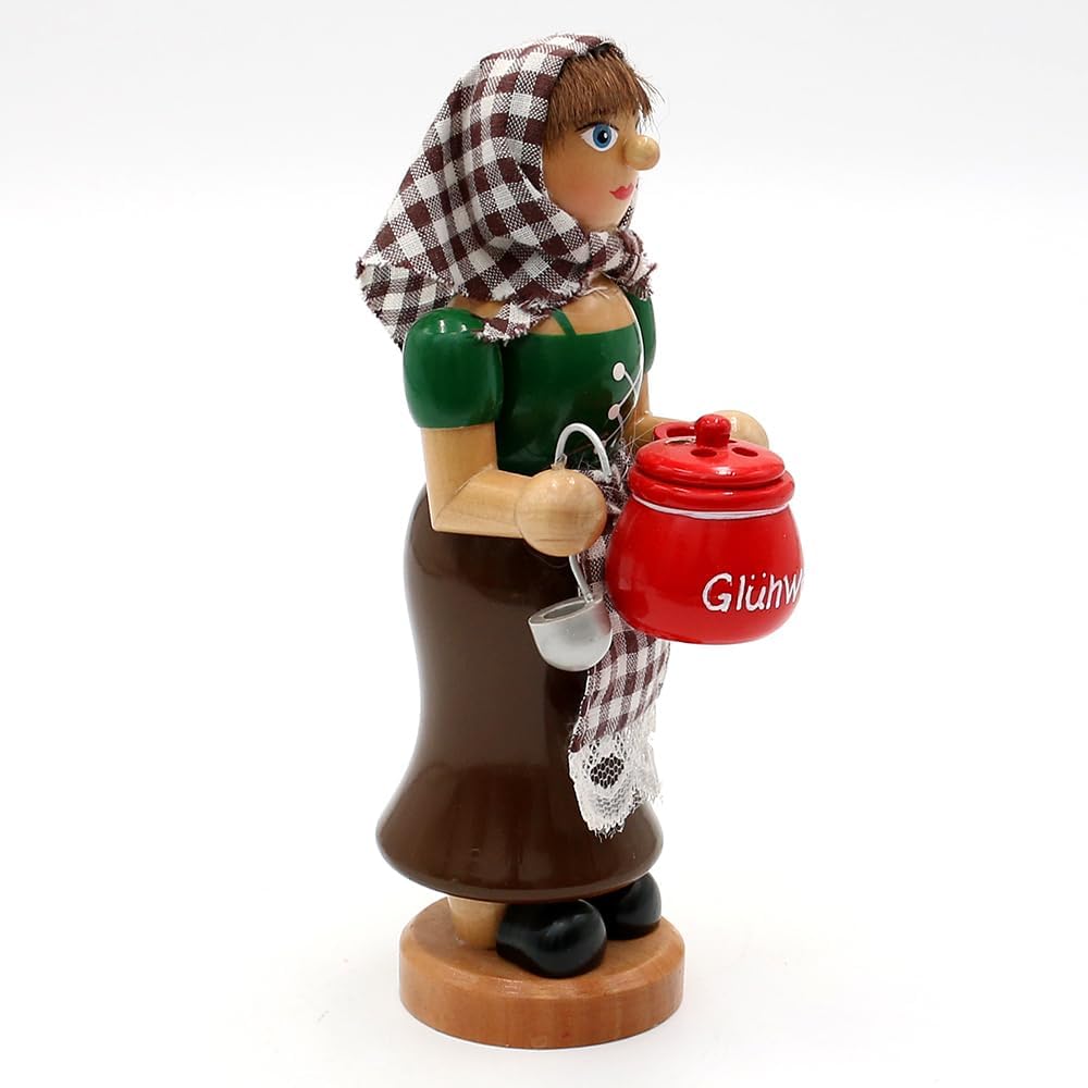 Räucherfigur Glühweinfrau mit Glühweintopf, Glühweinfrau