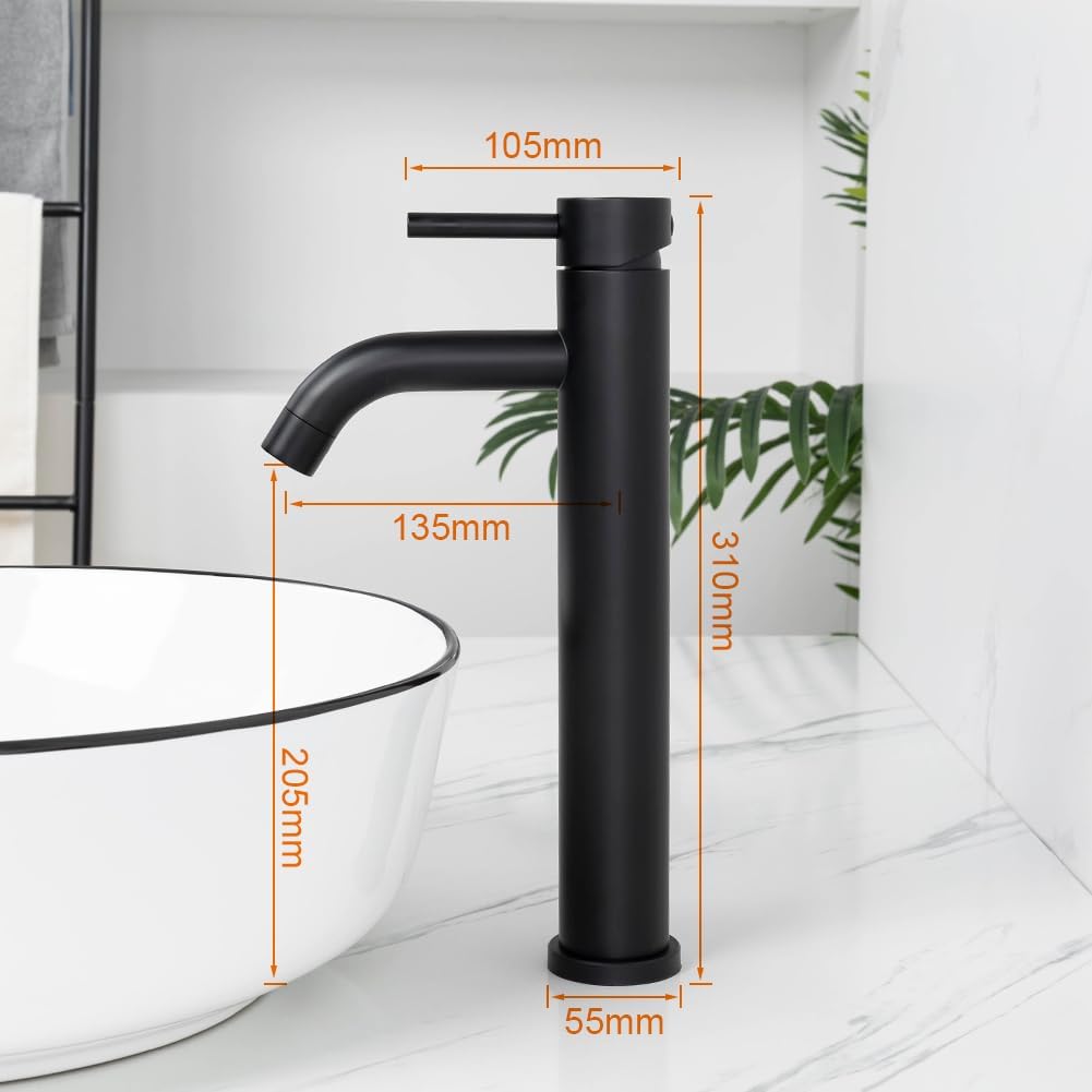 Wassersparende Armatur für Waschbecken, Schwarz