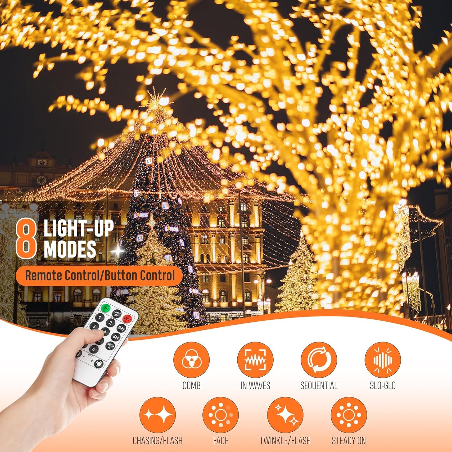 LED Lichterkette mit Fernbedienung & Timer, 25M 200 LED