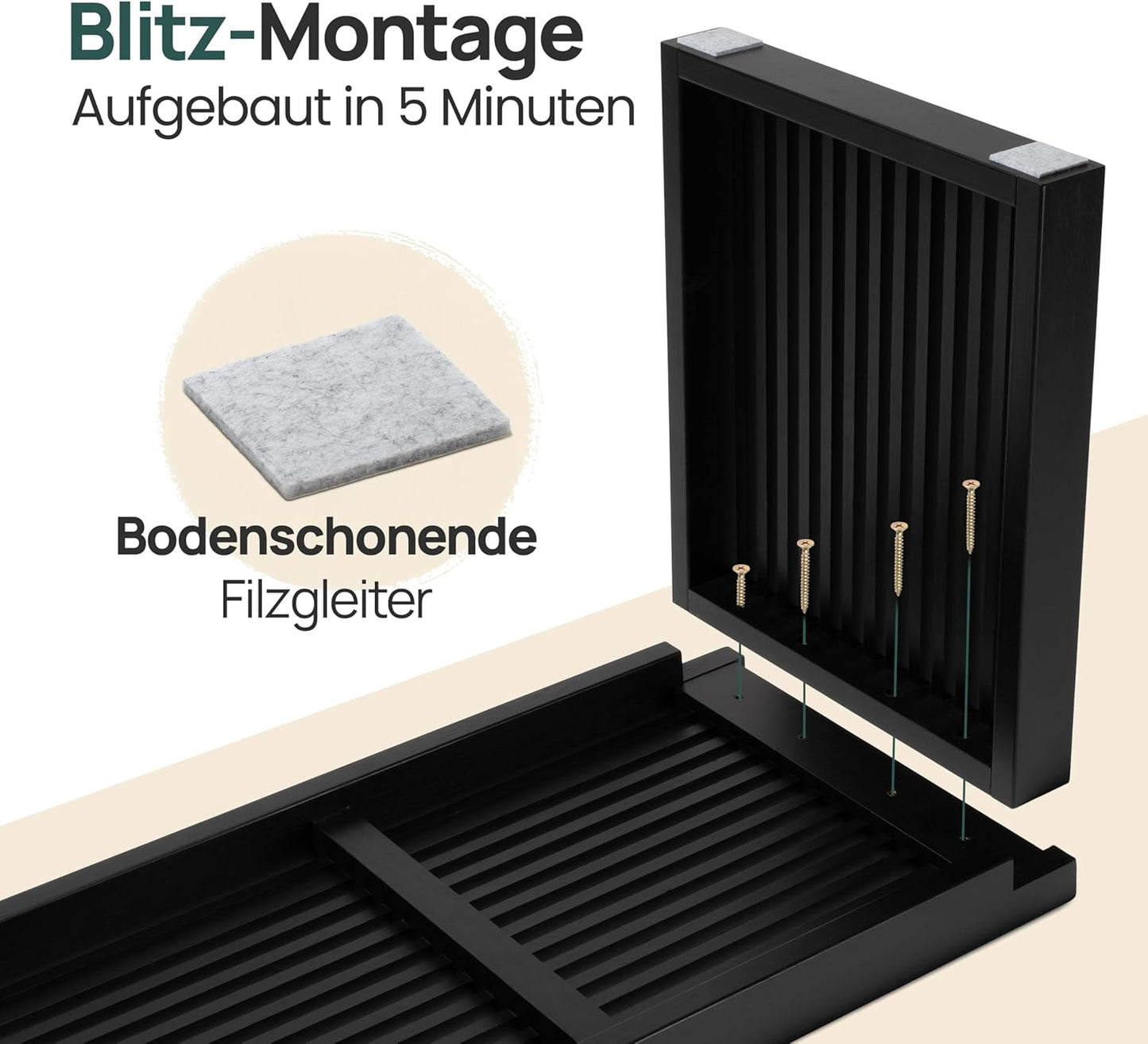 Sitzbank für Flur & Esszimmer, Schwarz Lang ohne Schuhablage