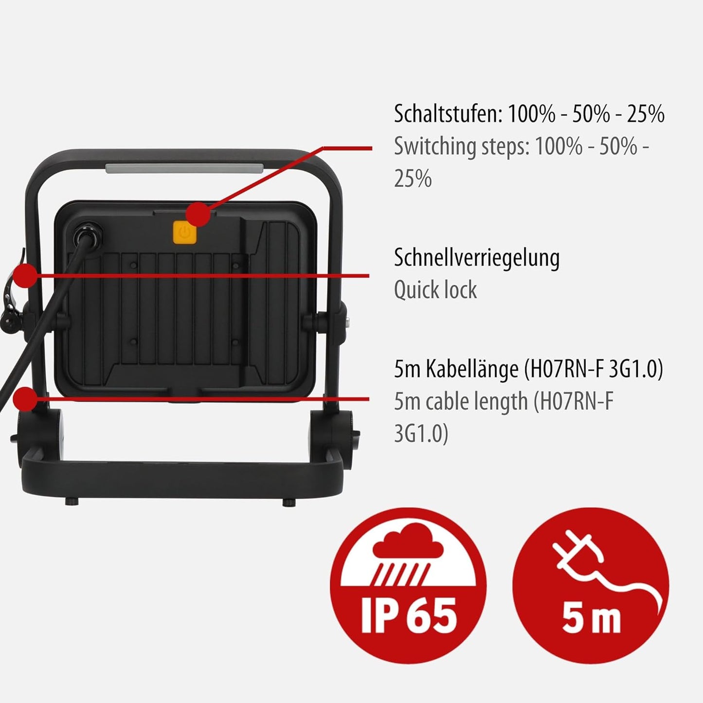 LED-Baustrahler JARO 7060 M, mit Schaltstufen 5800lm (50W)