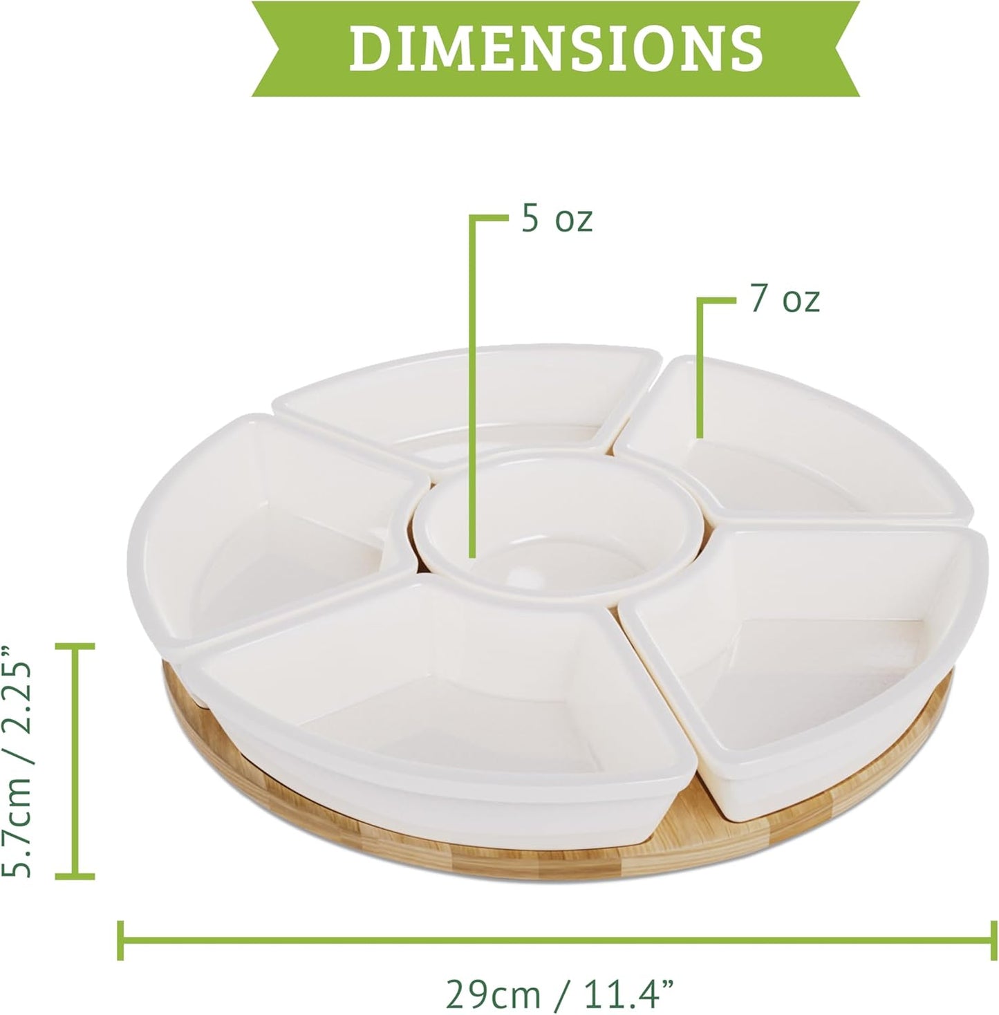 Drehbarer Snackteller mit Keramikschalen, 26 cm